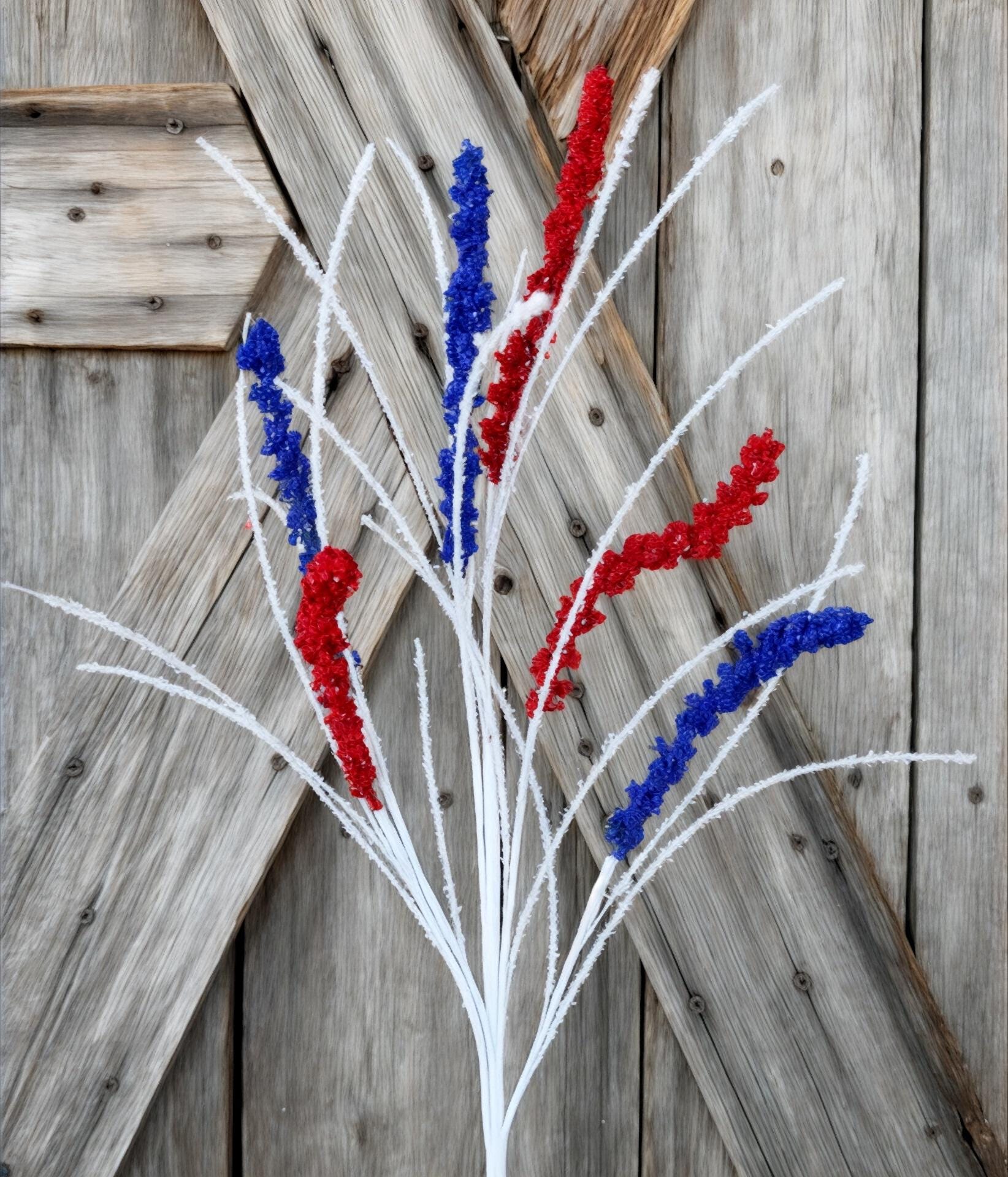 Red White Blue Foxtail Flower Filler Spray, Wreath Supply, Floral