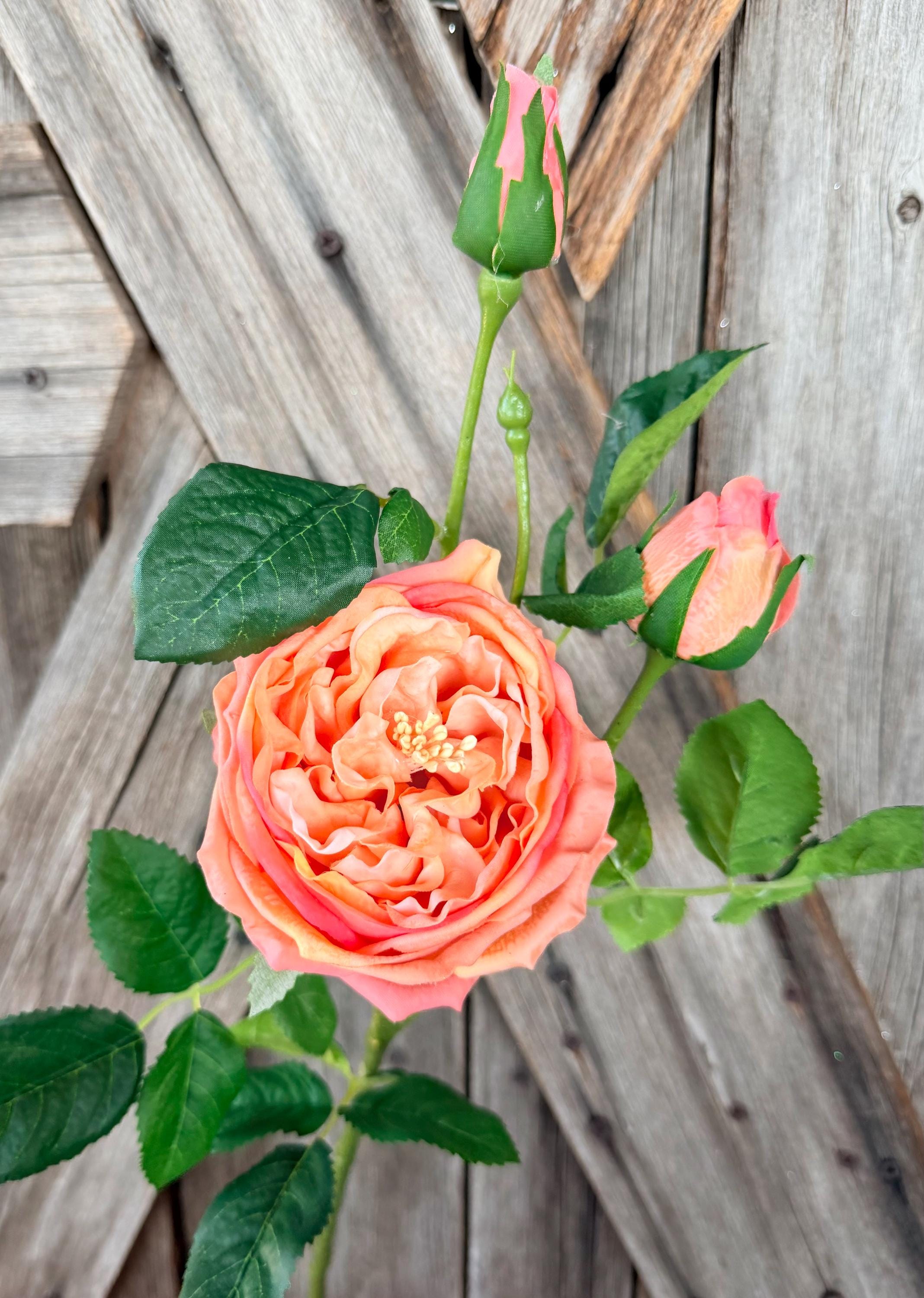 Coral Soft Touch Rose Spray, Wreath Supply, Floral