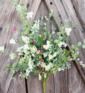 White with Pink Pops Dainty Berry Wildflower Floral Spray, Wreath Supply, Floral