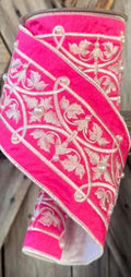 Fancy Pink Pearled Wired Ribbon 4 Inch