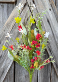 Red White 60919 Floral Spray, Wreath Supply, Floral