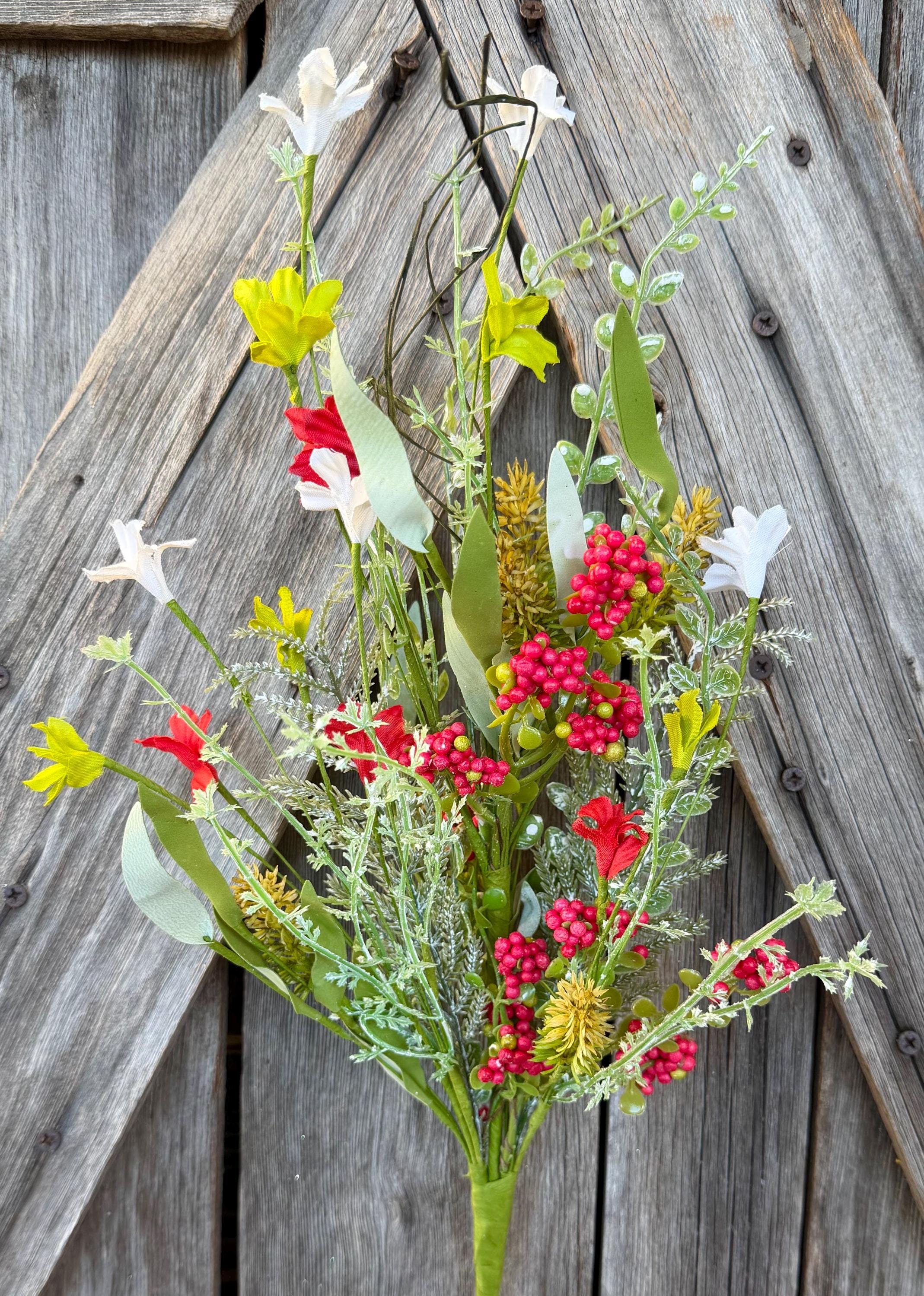 Red White 60919 Floral Spray, Wreath Supply, Floral