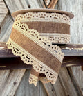 Light Beige Brown Scallop Edge Wired Ribbon 1.5 Inch