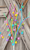 Pink Green Yellow Blue Ball Twig Spray