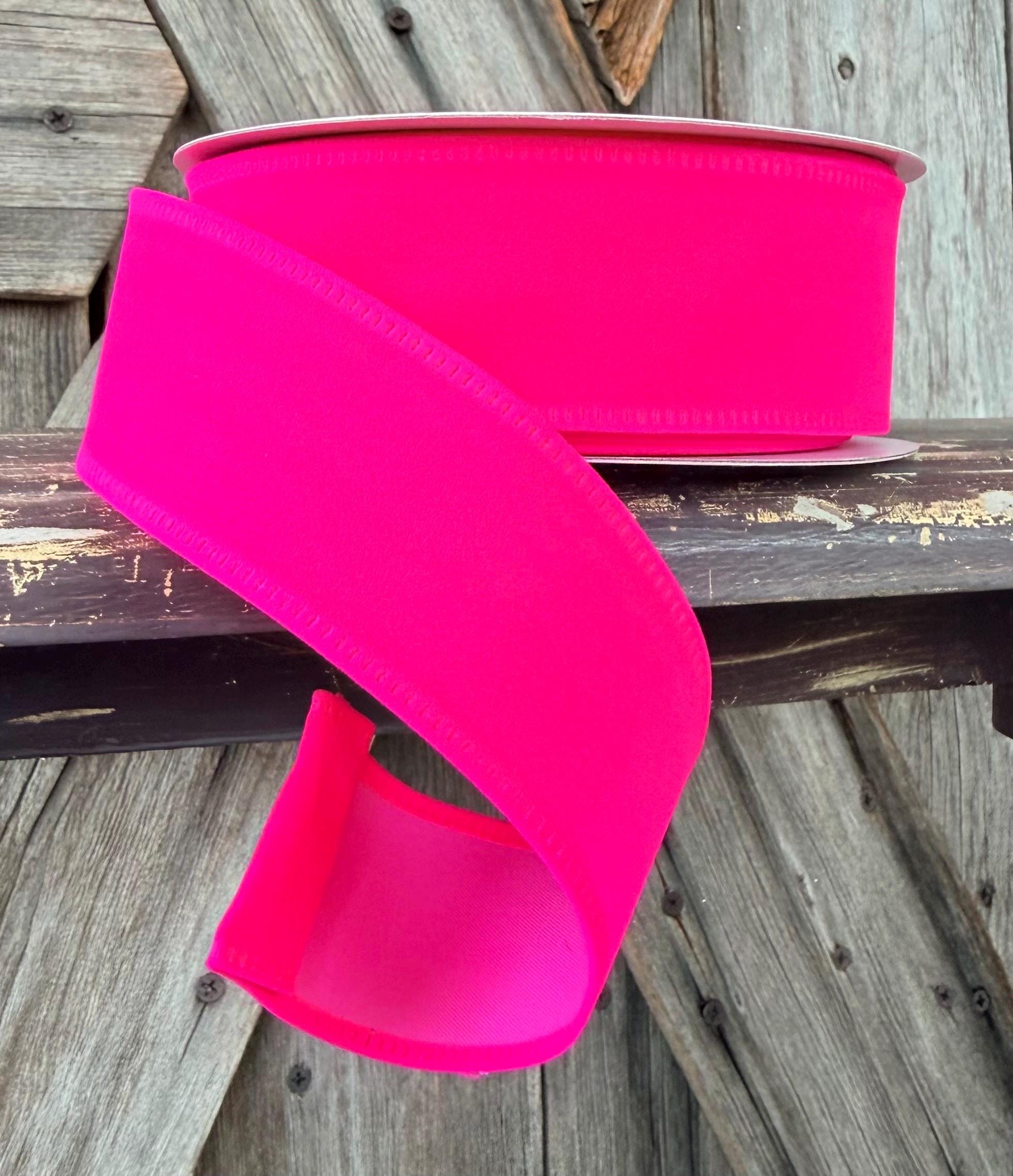Hot Pink Velvet Wired Ribbon 1.5 Inch