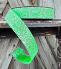 Green Candy Glittered Wired Ribbon 7/8 Inch