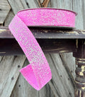 Hot Pink Candy Glittered Wired Ribbon 7/8 Inch