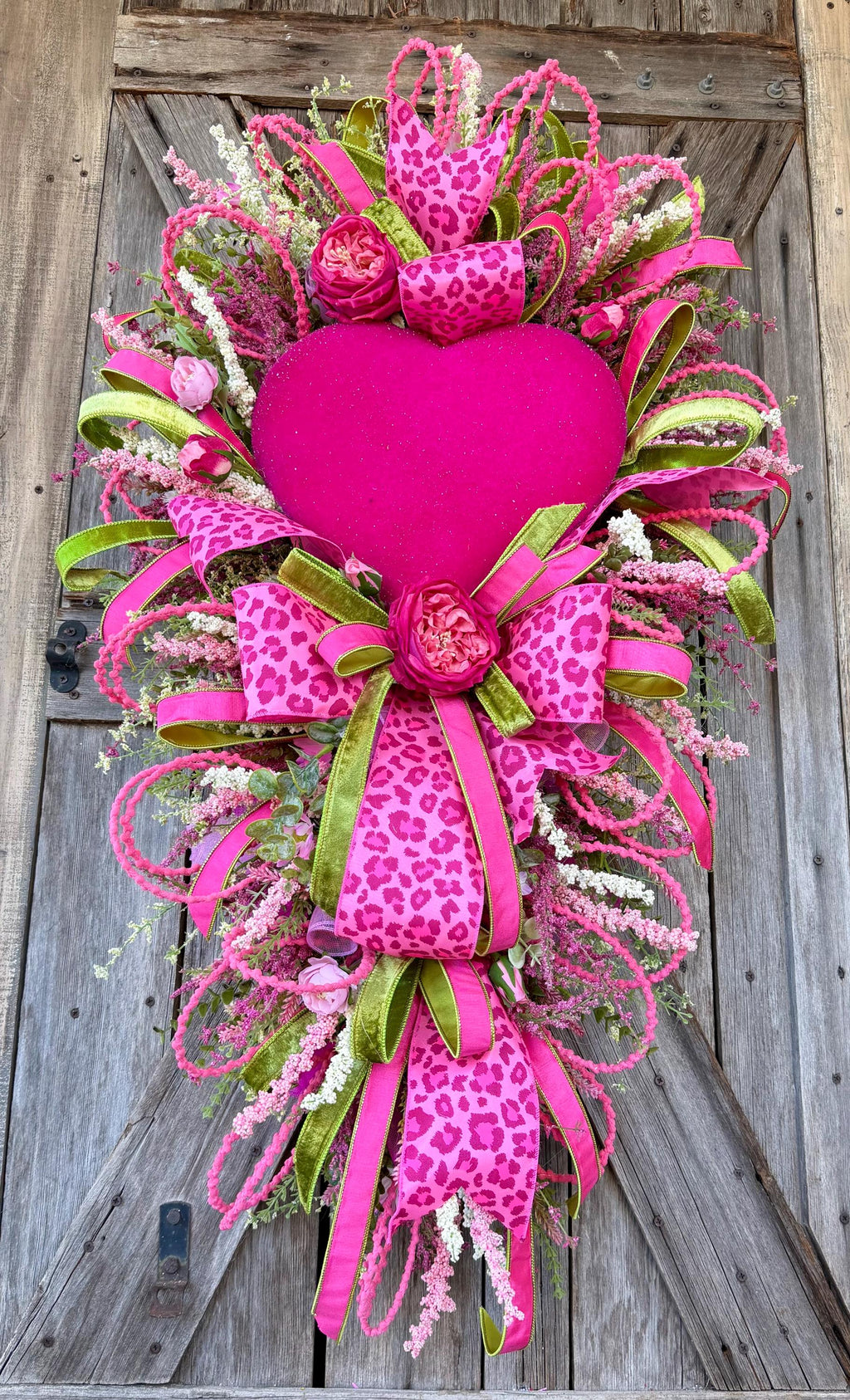 Valentine Wreath, Valentine Decor, Valentine Door, Love Wreath, Cheetah Decor, Heart Decor, Heart Wreath