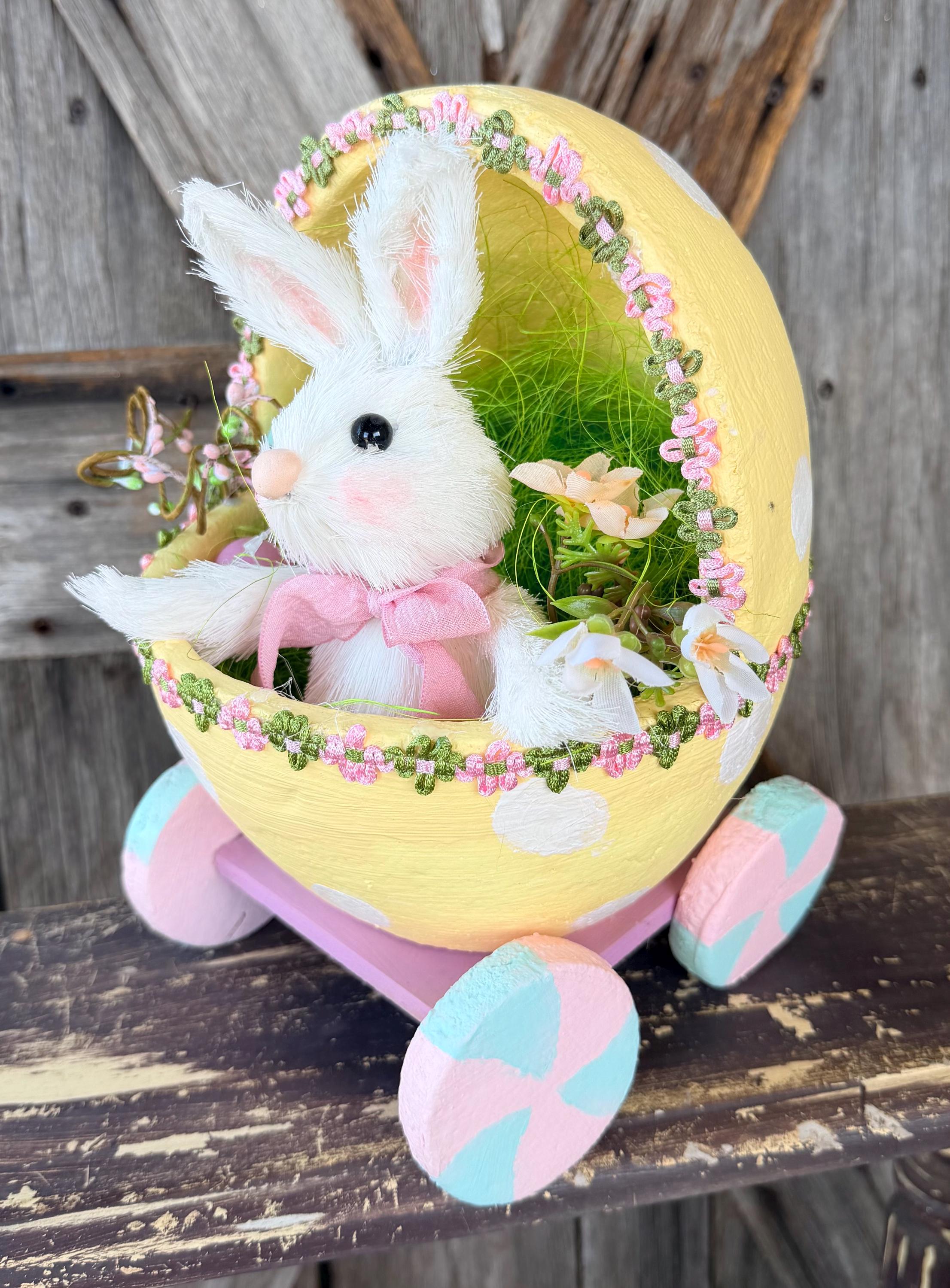 Bunny In The Cart, 10.5 Inches