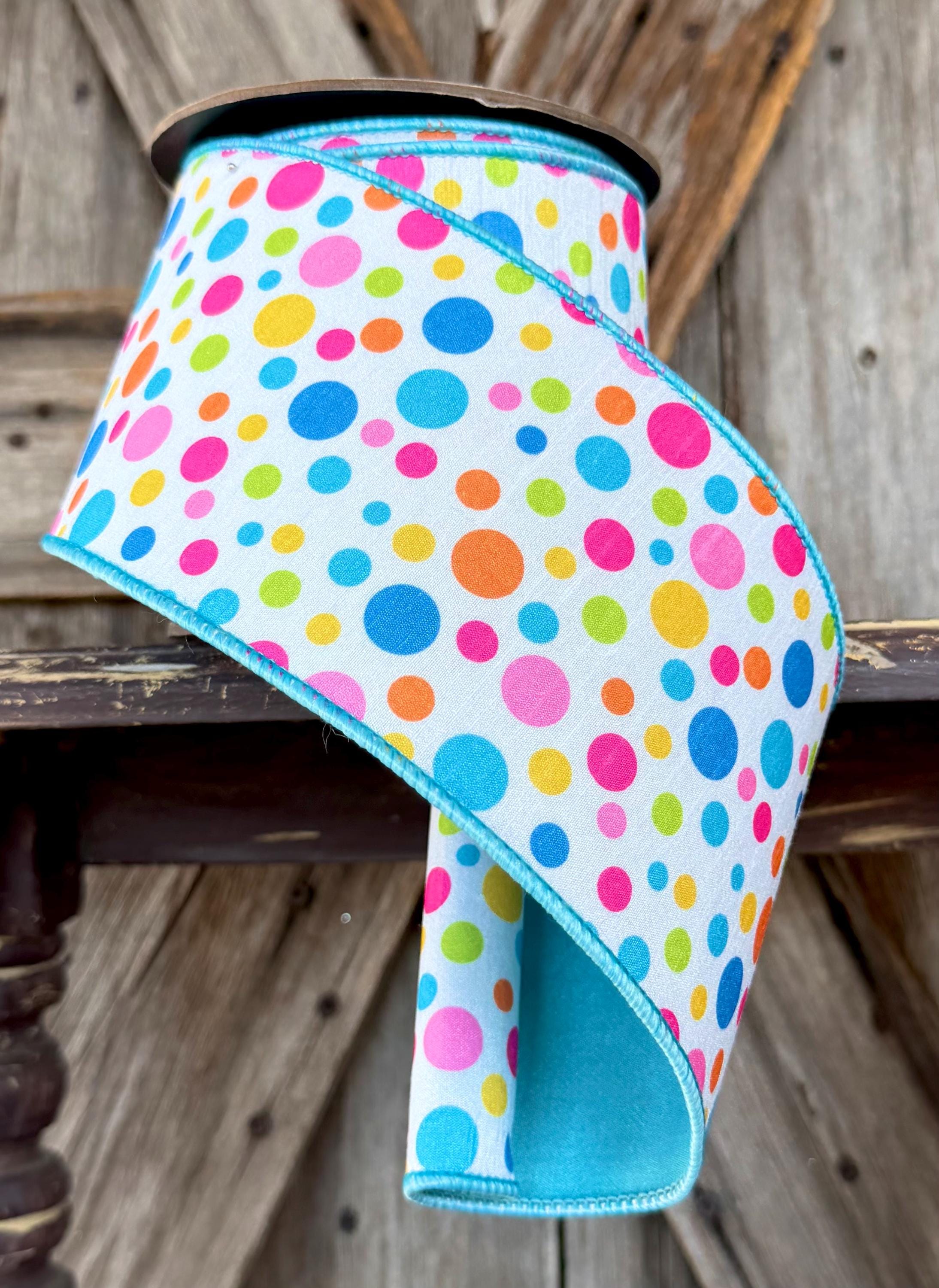 Colorful Polka Dot Wired Ribbon 4 Inch