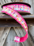 Pink Plaid Tweed Wired Ribbon 1 Inch