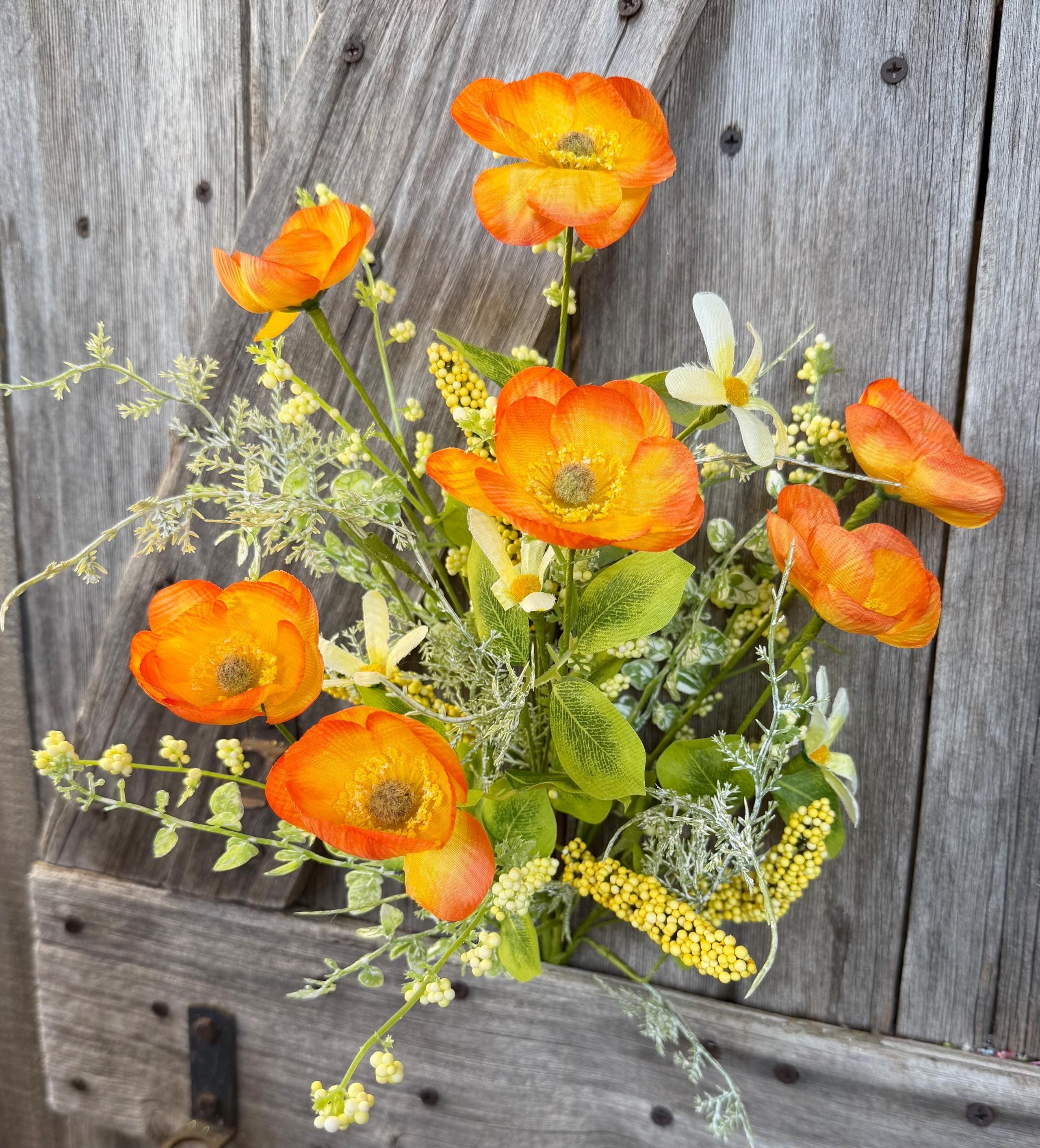 Orange Poppy Filler Bush, Wreath Supply, Floral