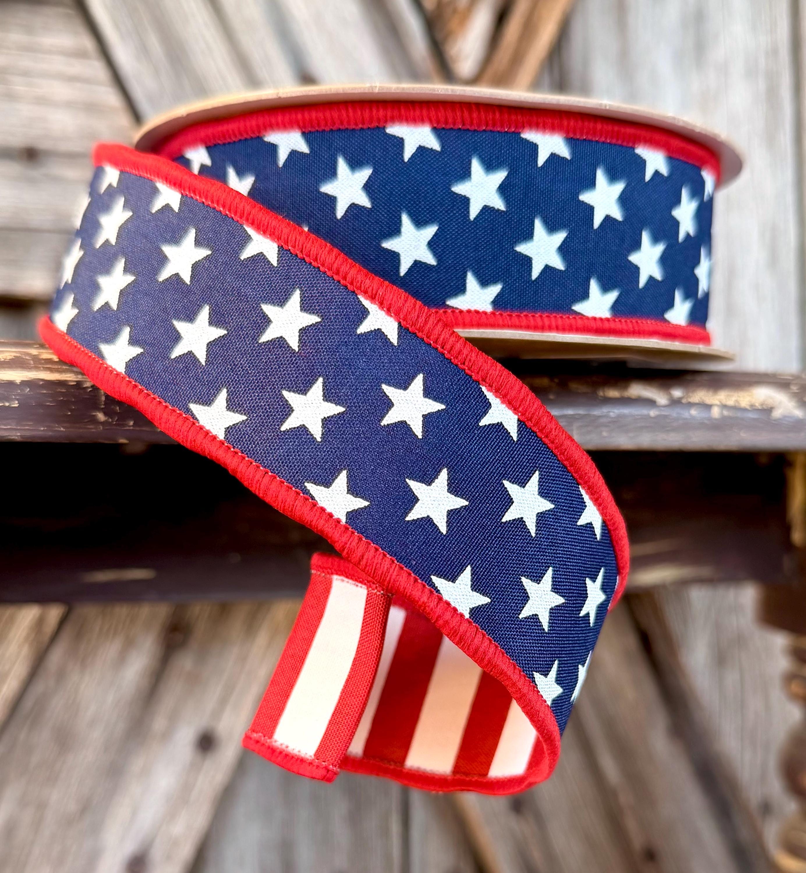 Stars and Stripes Wired Ribbon 1.5 Inch
