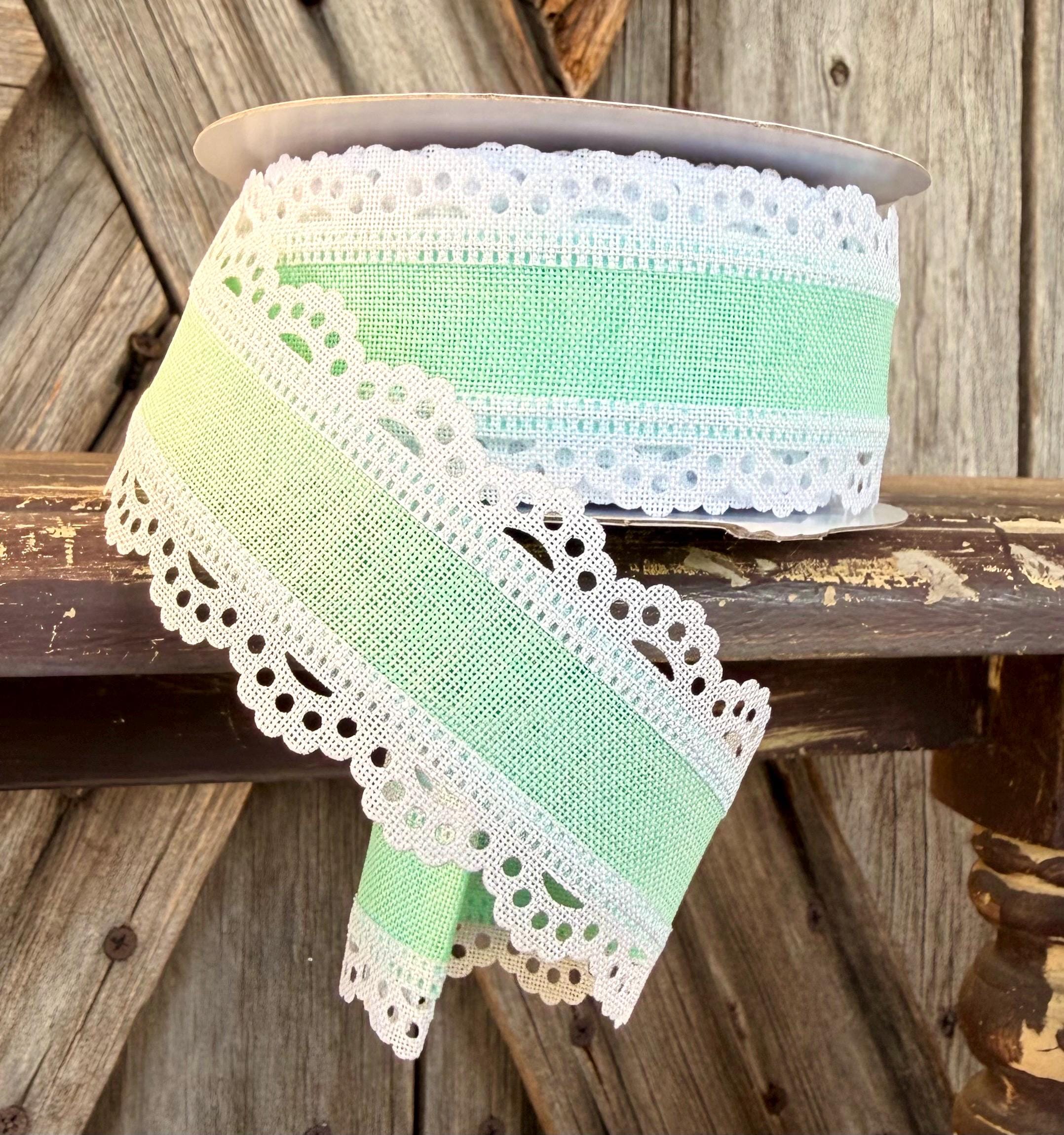 Mint Scallop Edge Wired Ribbon 1.5 Inch