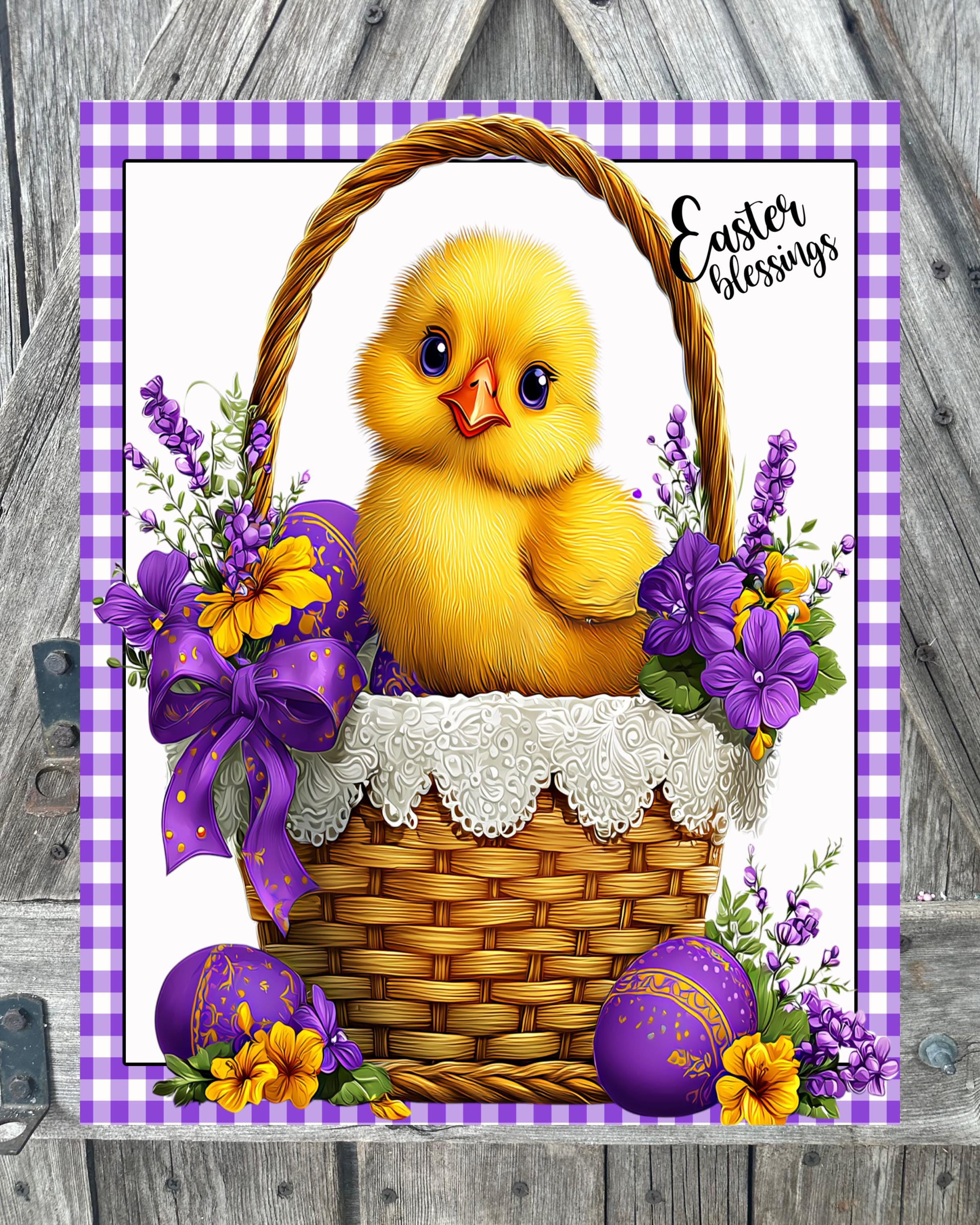 Easter Blessings Lavender Yellow, Easter Sign, Spring Decor, Spring Sign