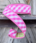 Pink Green Gingham Plaid Ribbon, 1 Inch