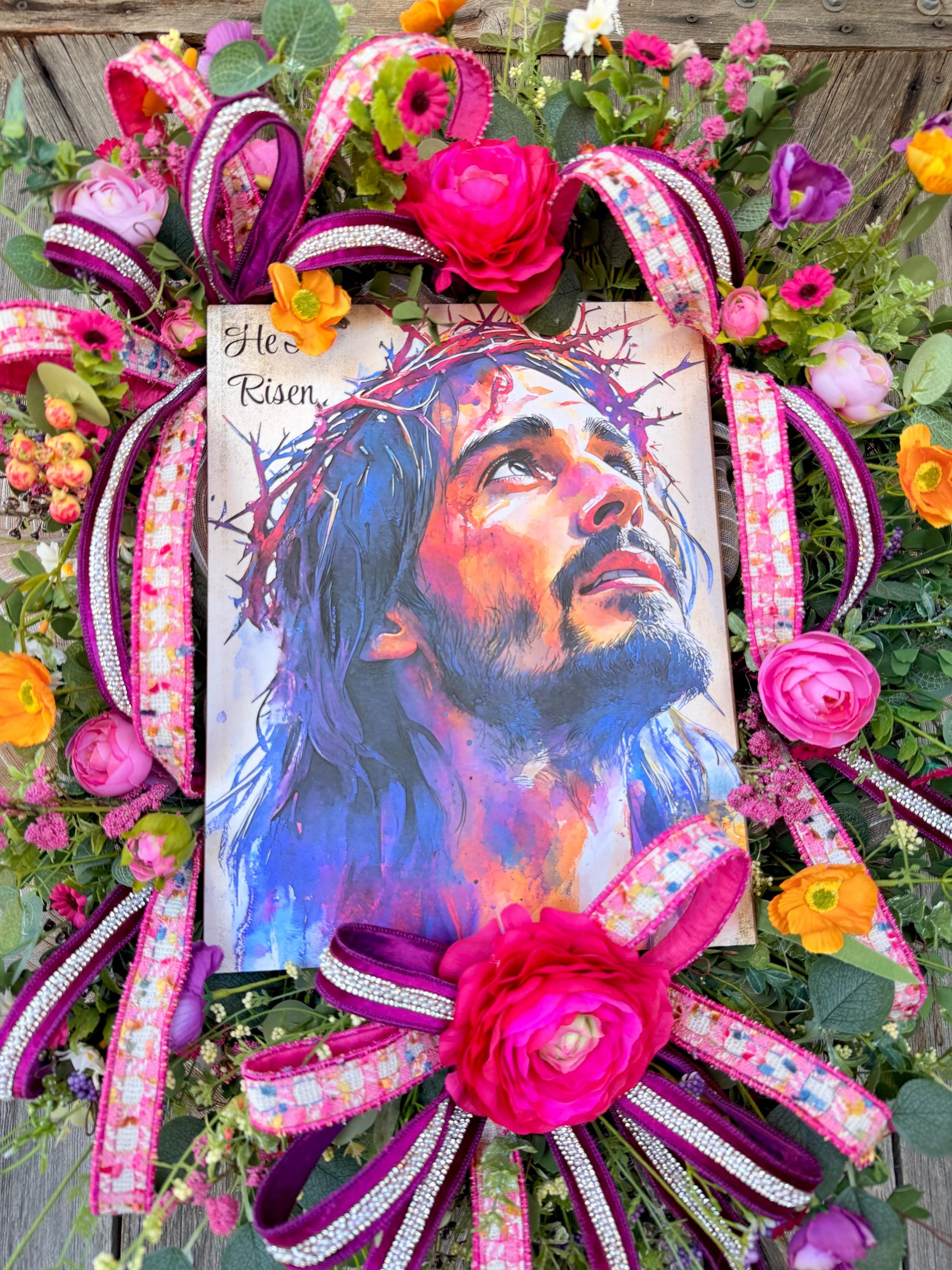 Easter Wreath, Spring Wreath, Jesus, He Is Risen
