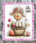 Hello Spring Lamb, Easter Sign, Spring Decor, Spring Sign