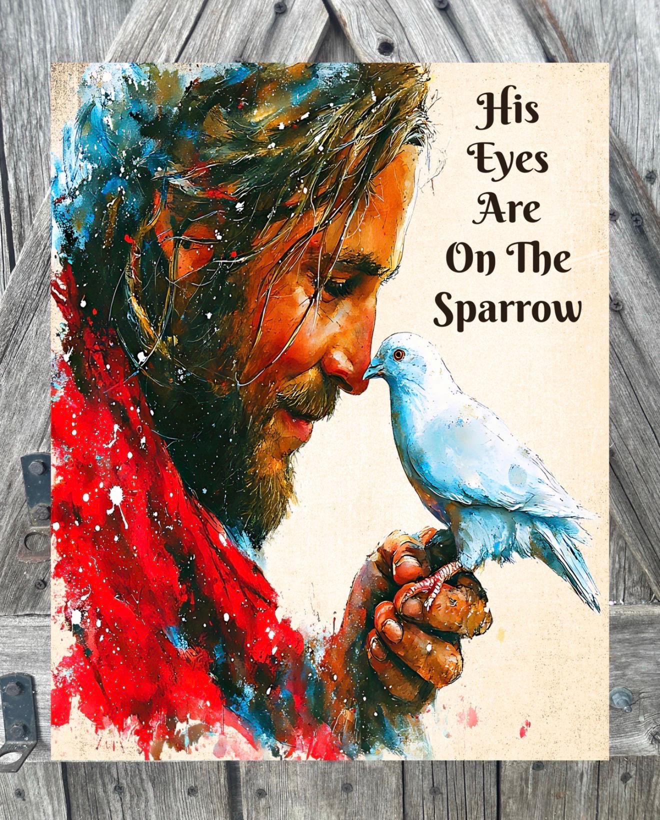 His Eyes Are On The Sparrow, Easter Sign, Easter Decor, Spring Sign