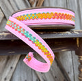 Bright Color Braid Trim on Pink Wired Ribbon 1 Inch