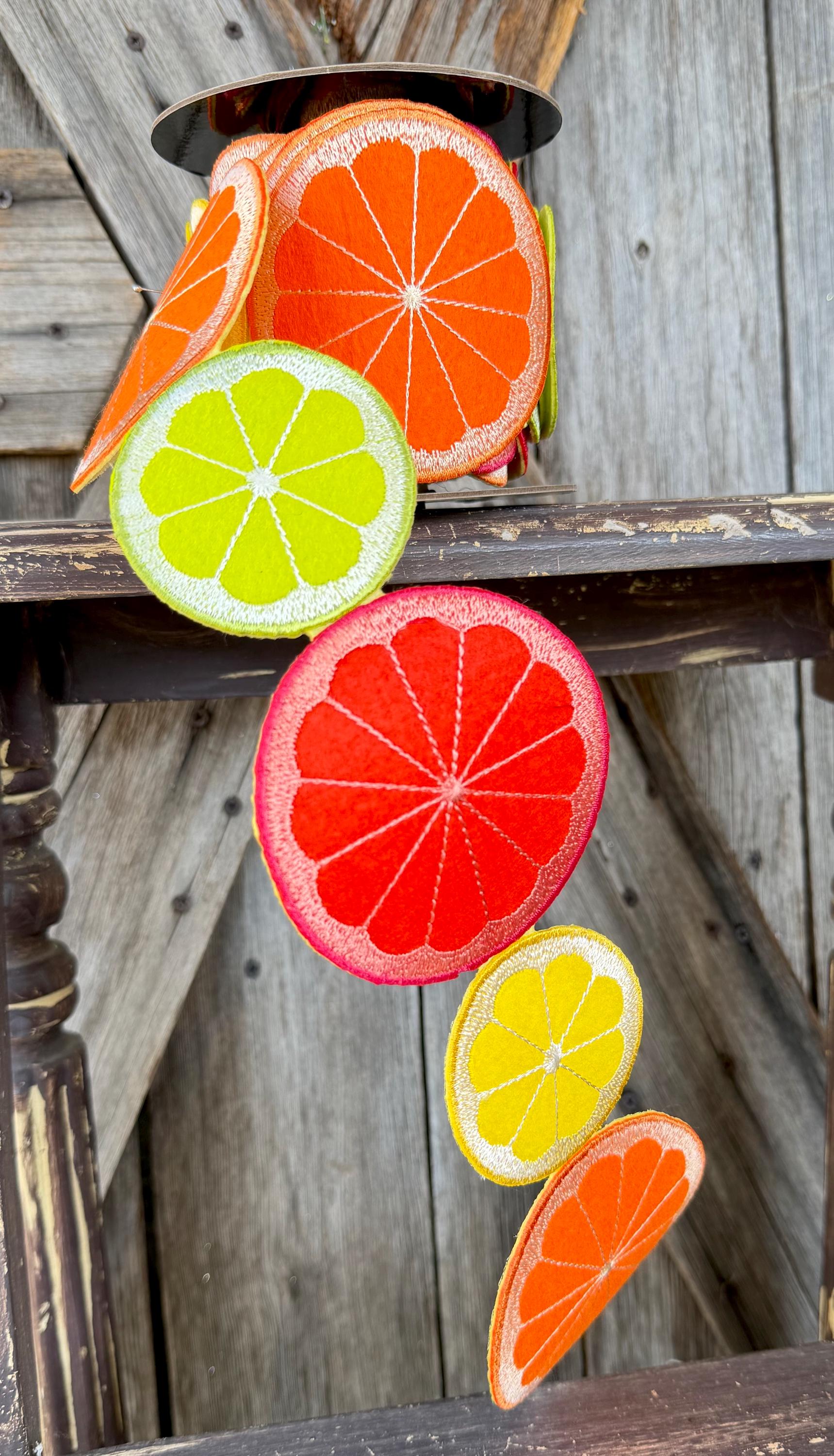 Embroidered Citrus Fruit Ribbon 3.5 Inch