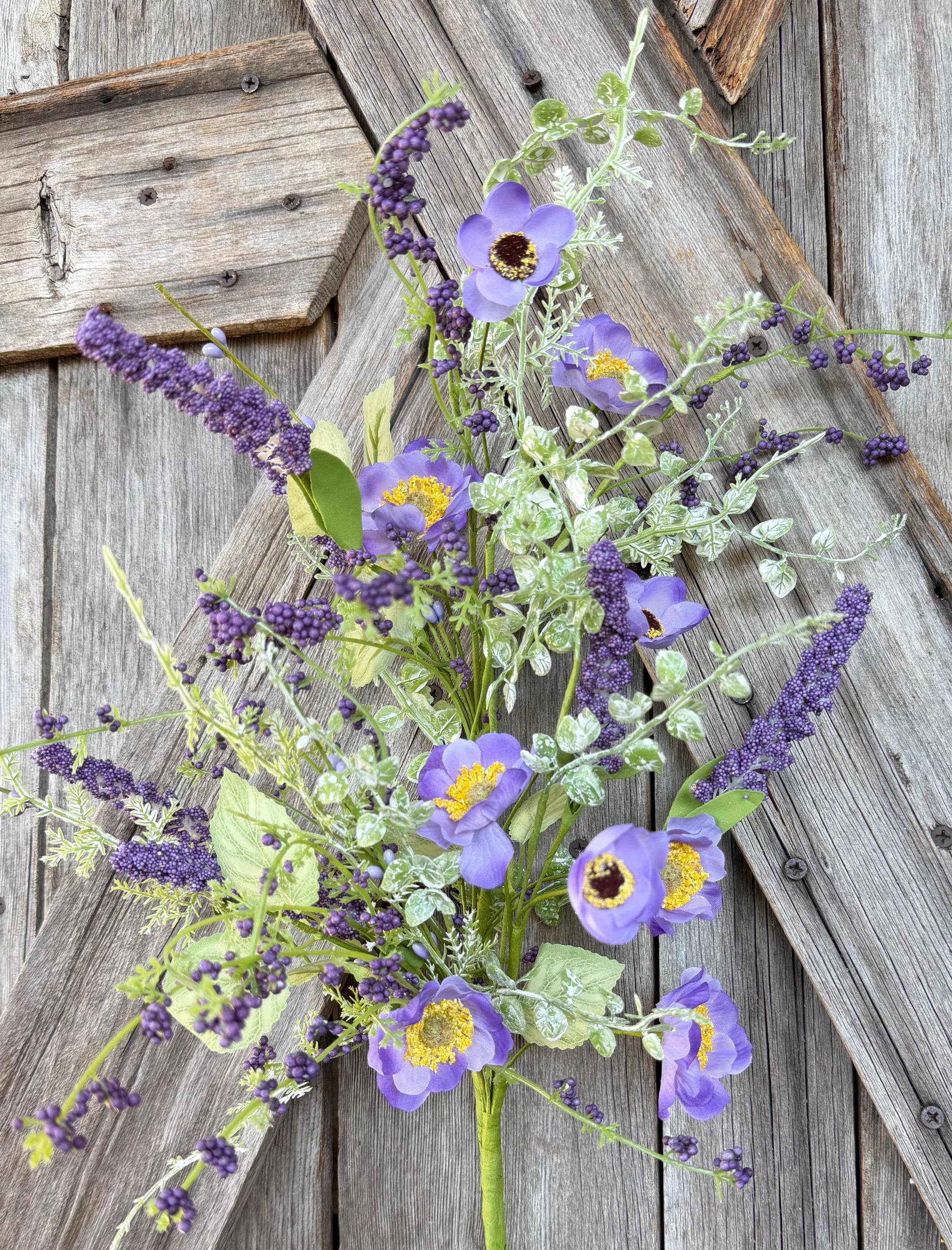 Purple Mixed Meadow Floral Spray, Wreath Supply, Floral