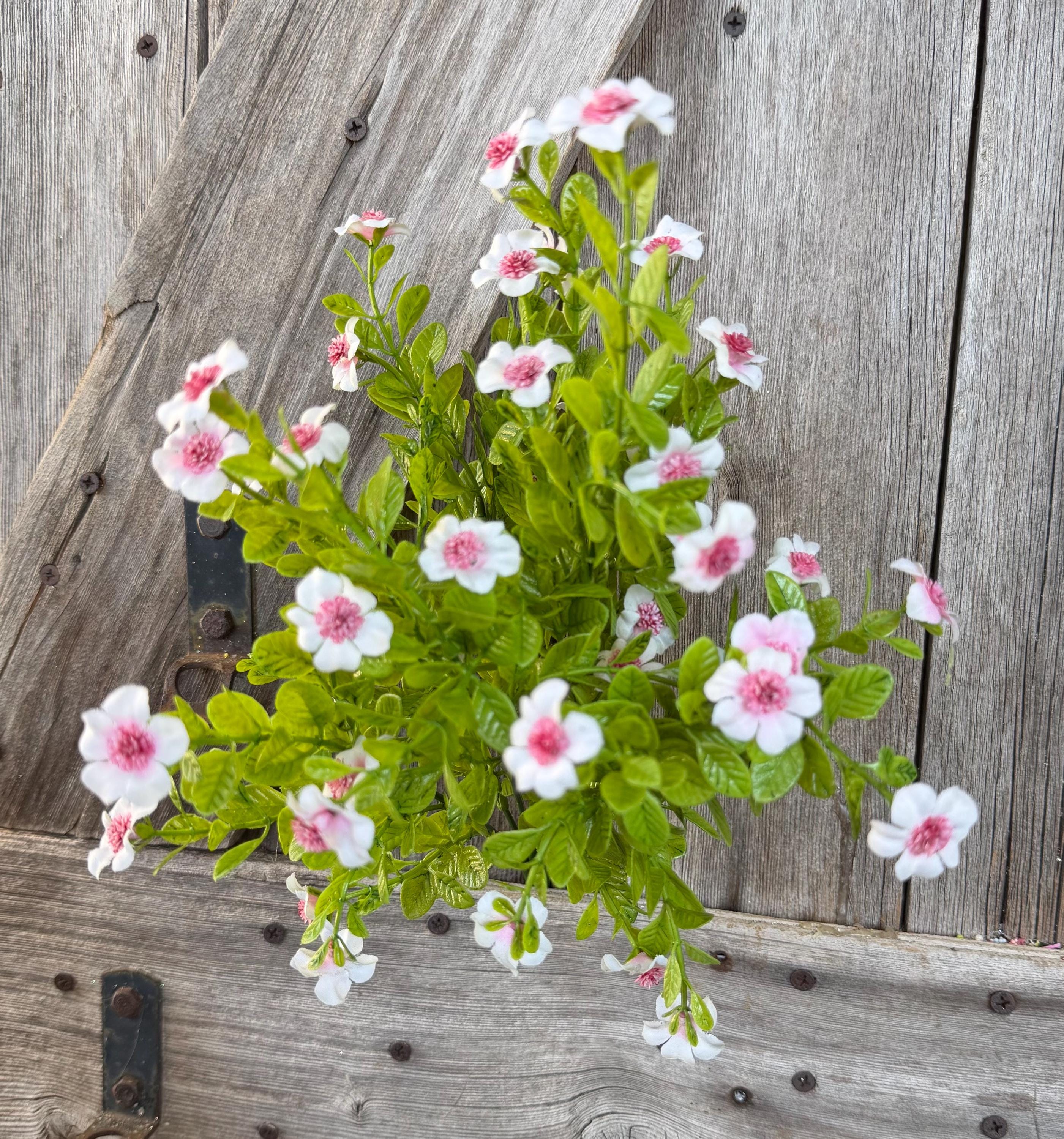 White Pink Mini Flower Filler Bush, Wreath Supply, Floral
