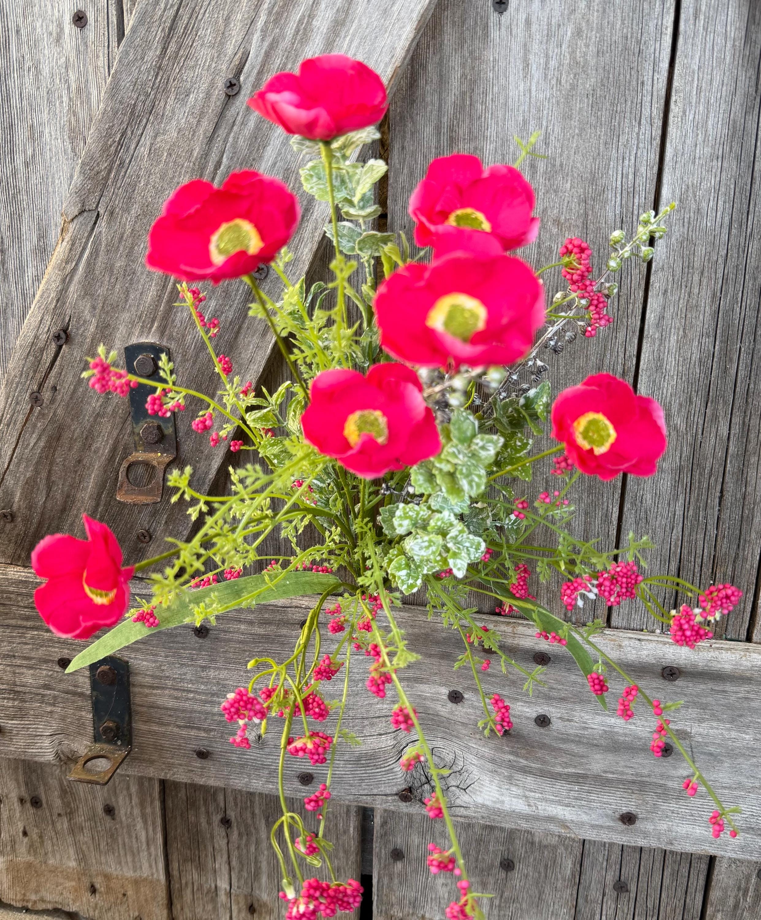 Beauty Pink Poppy Spray, Wreath Supply, Floral