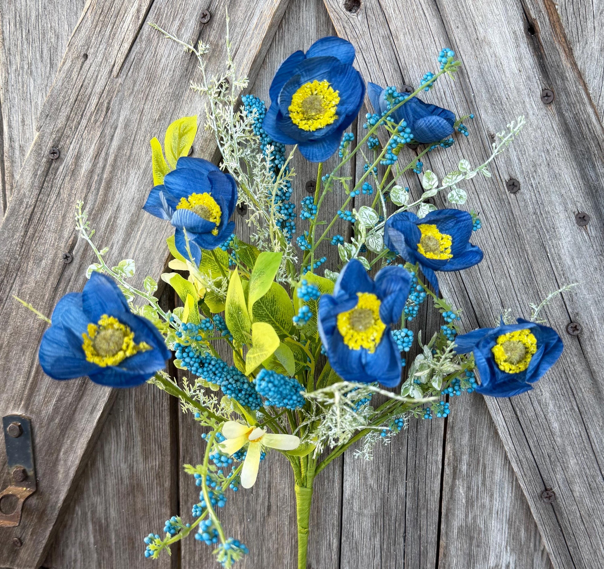 Blue Poppy Filler Bush, Wreath Supply, Floral