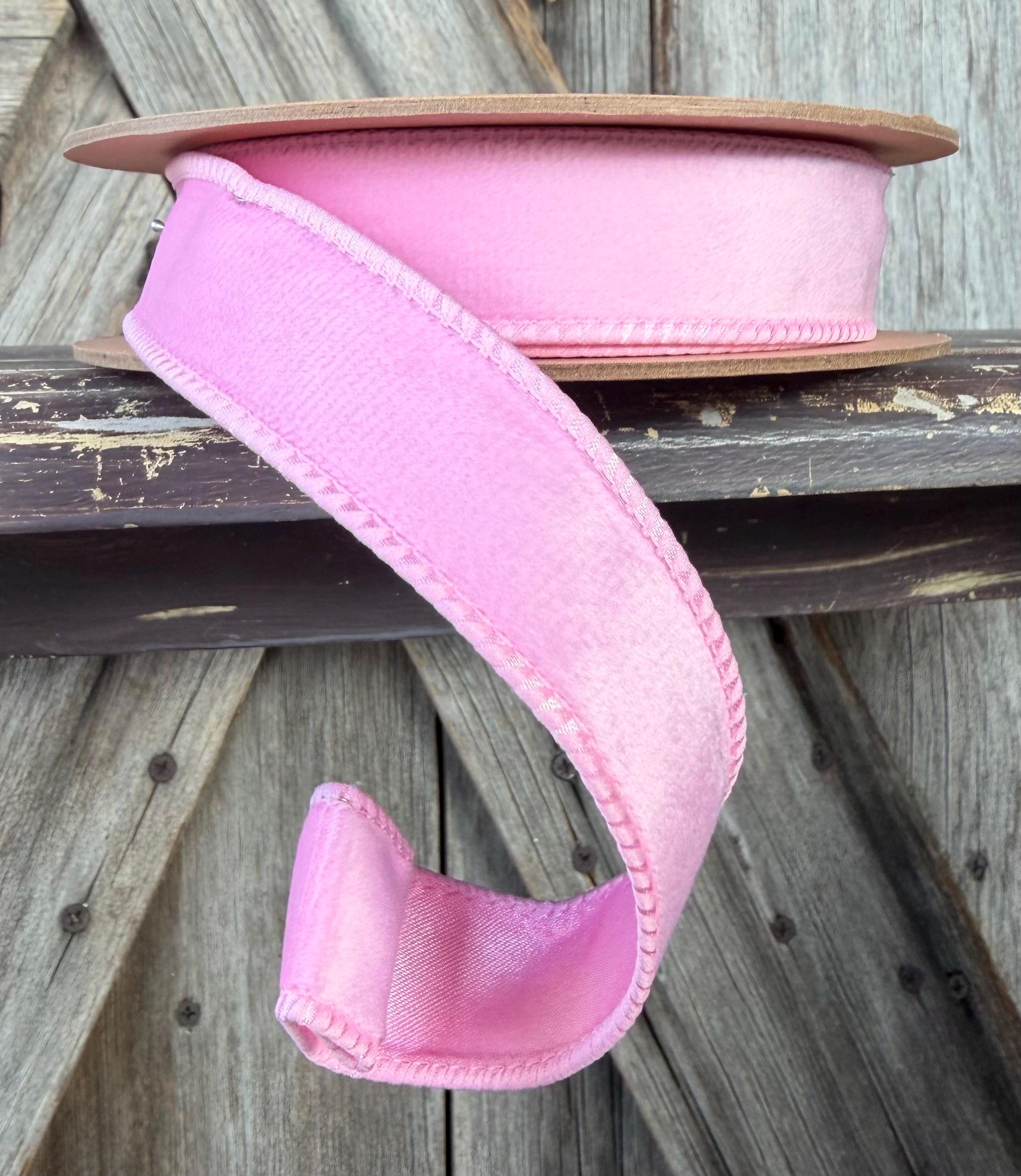 Pink Velvet Wired Ribbon 1 Inch