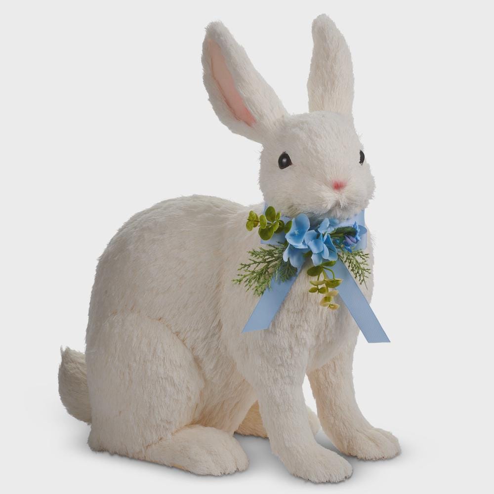 17 Sisal Bunny with Blue Bow