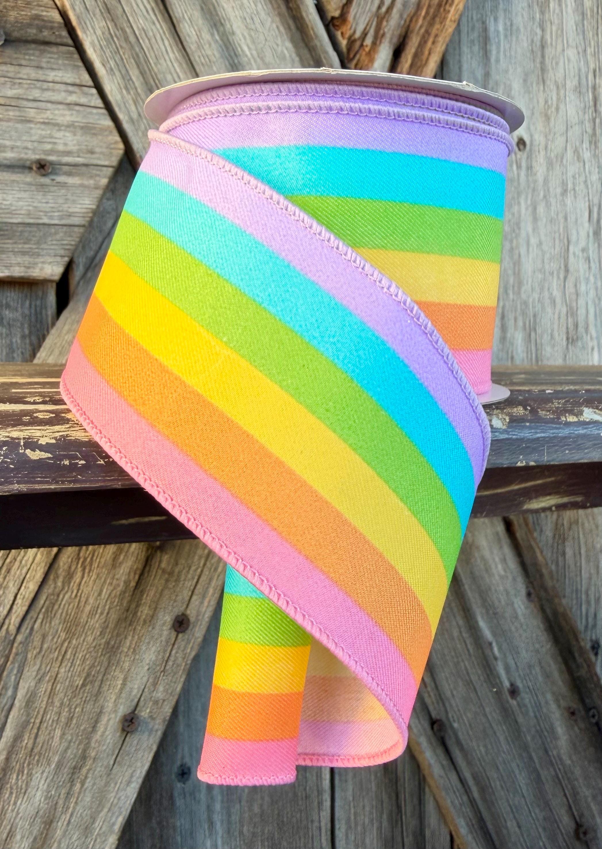 Pastel Vertical Stripe Ribbon, 2.5 Inch