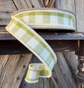 Green Gingham Wired Ribbon 1 Inch