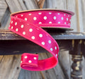 Hot Pink White Polka Dot Wired Ribbon 7/8 Inch