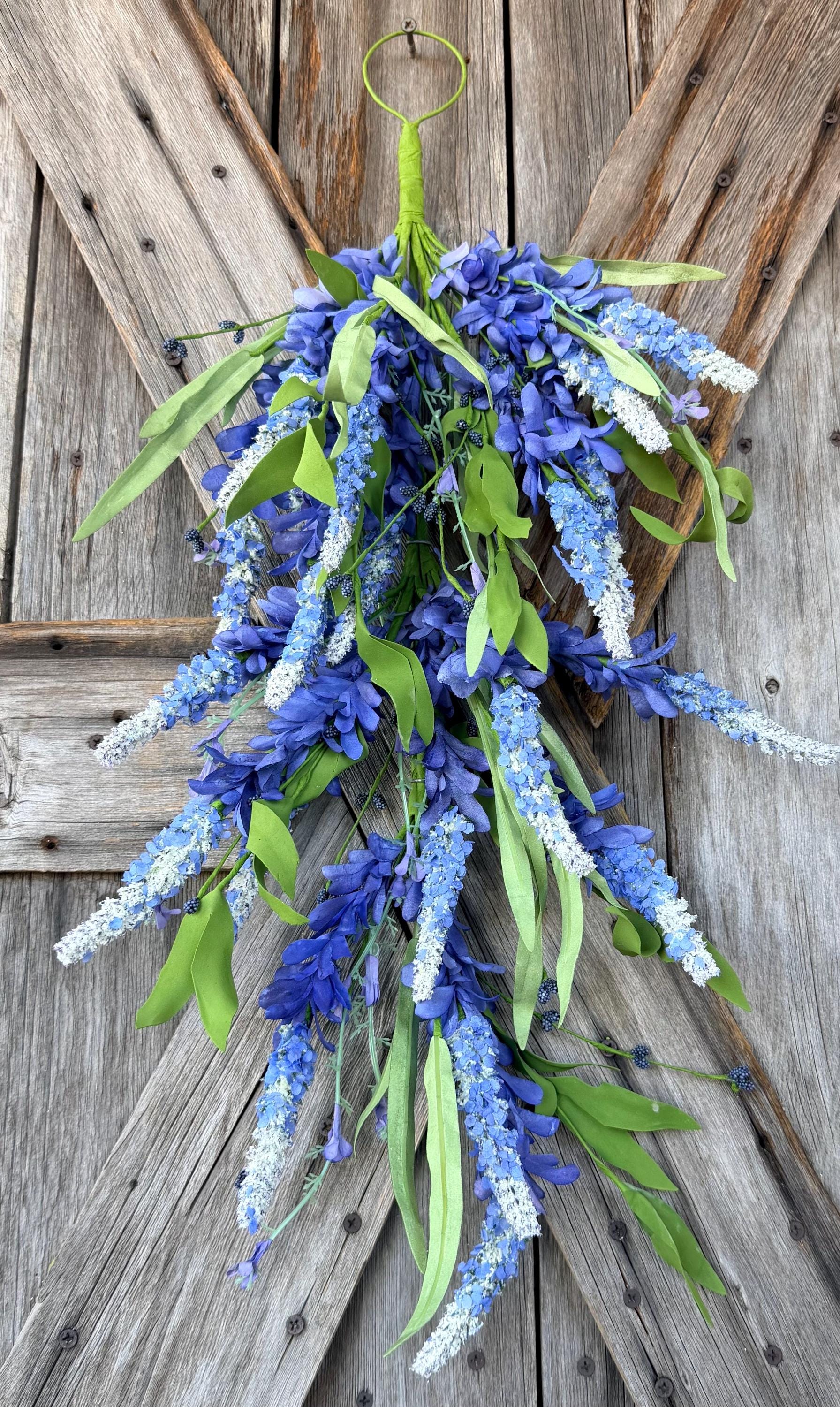 Blue Heather Teardrop 28 Inch, Wreath Supply, Floral