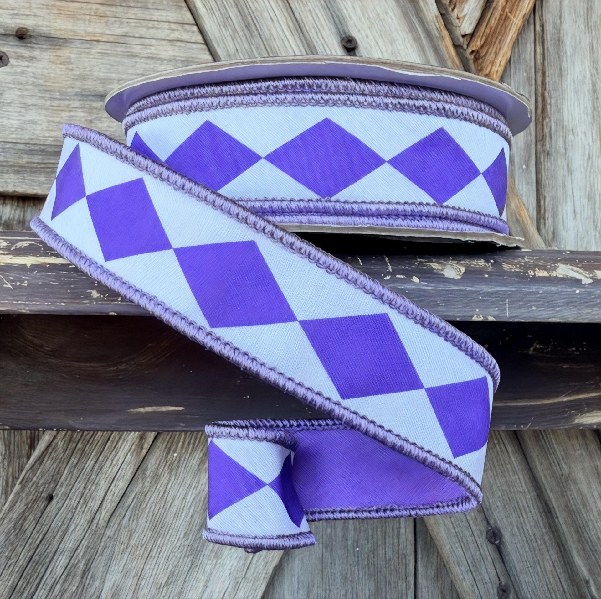 Purple Diamond Ribbon, 1 Inch
