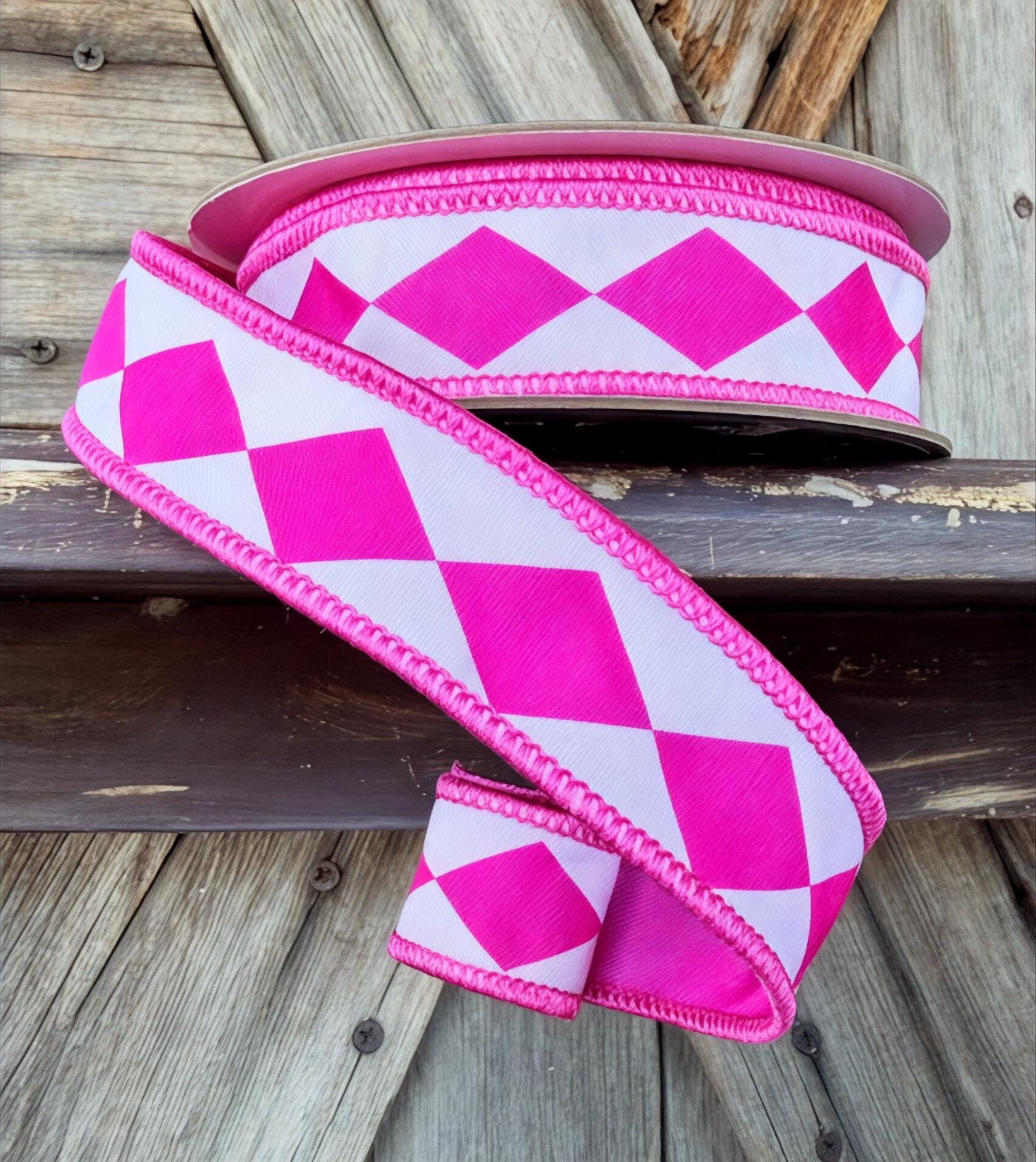 Hot Pink Diamond Ribbon, 1 Inch