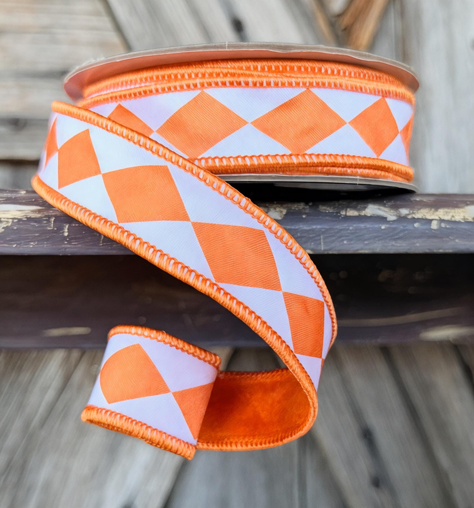 Orange Diamond Ribbon, 1 Inch