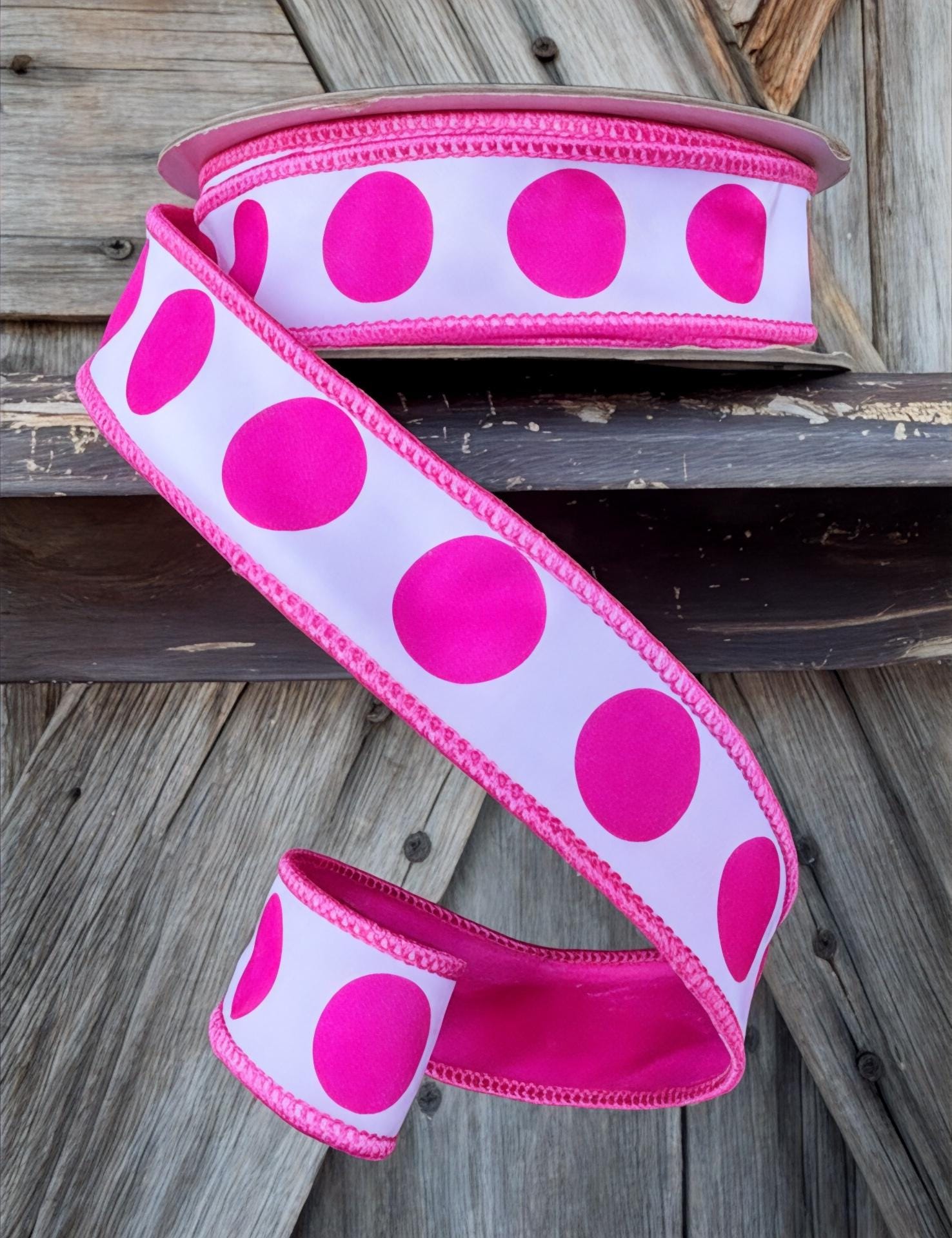 Pink Dots Ribbon, 1 Inch