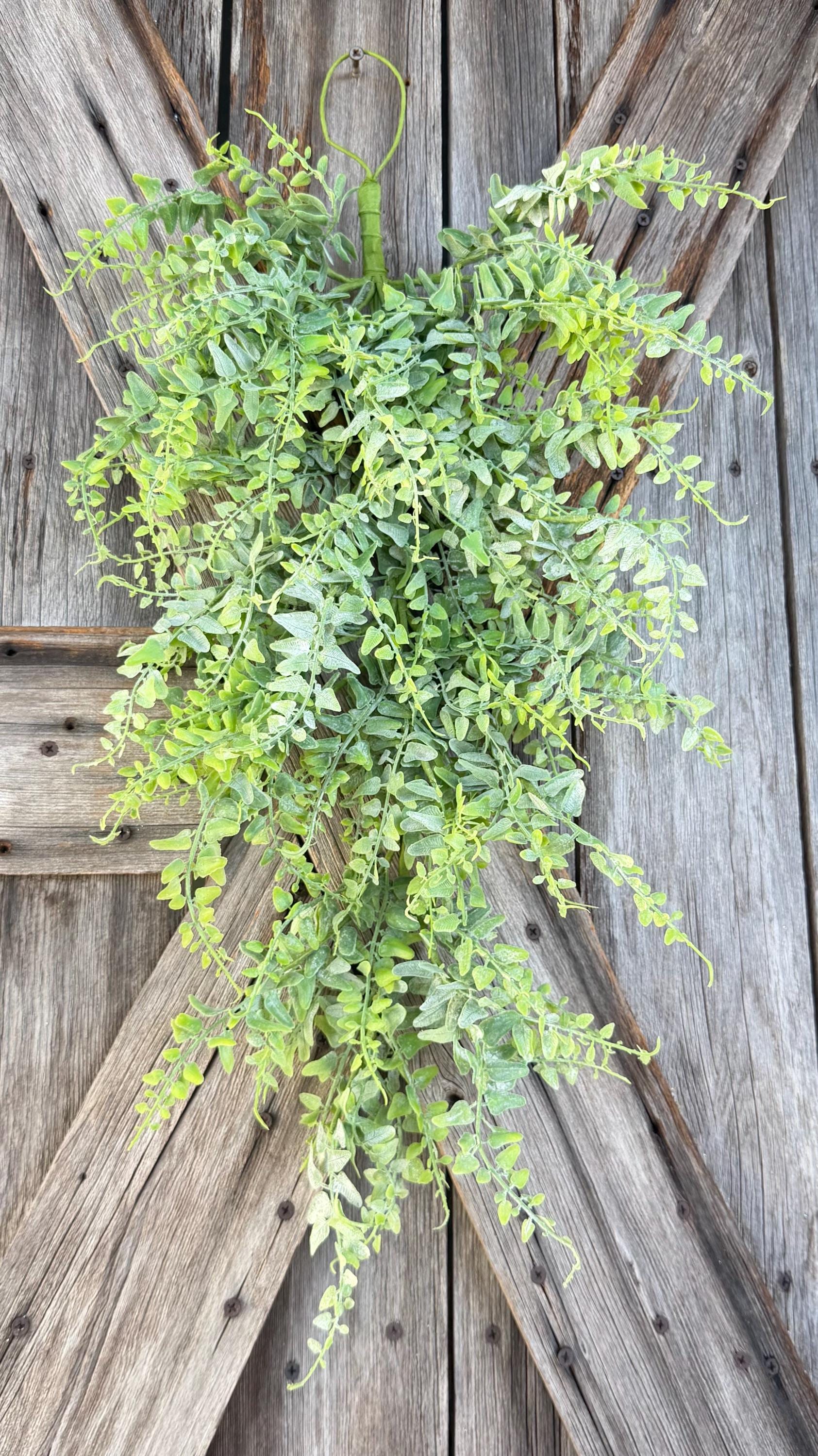 Flocked Fern Teardrop 28 Inch, Wreath Supply, Floral