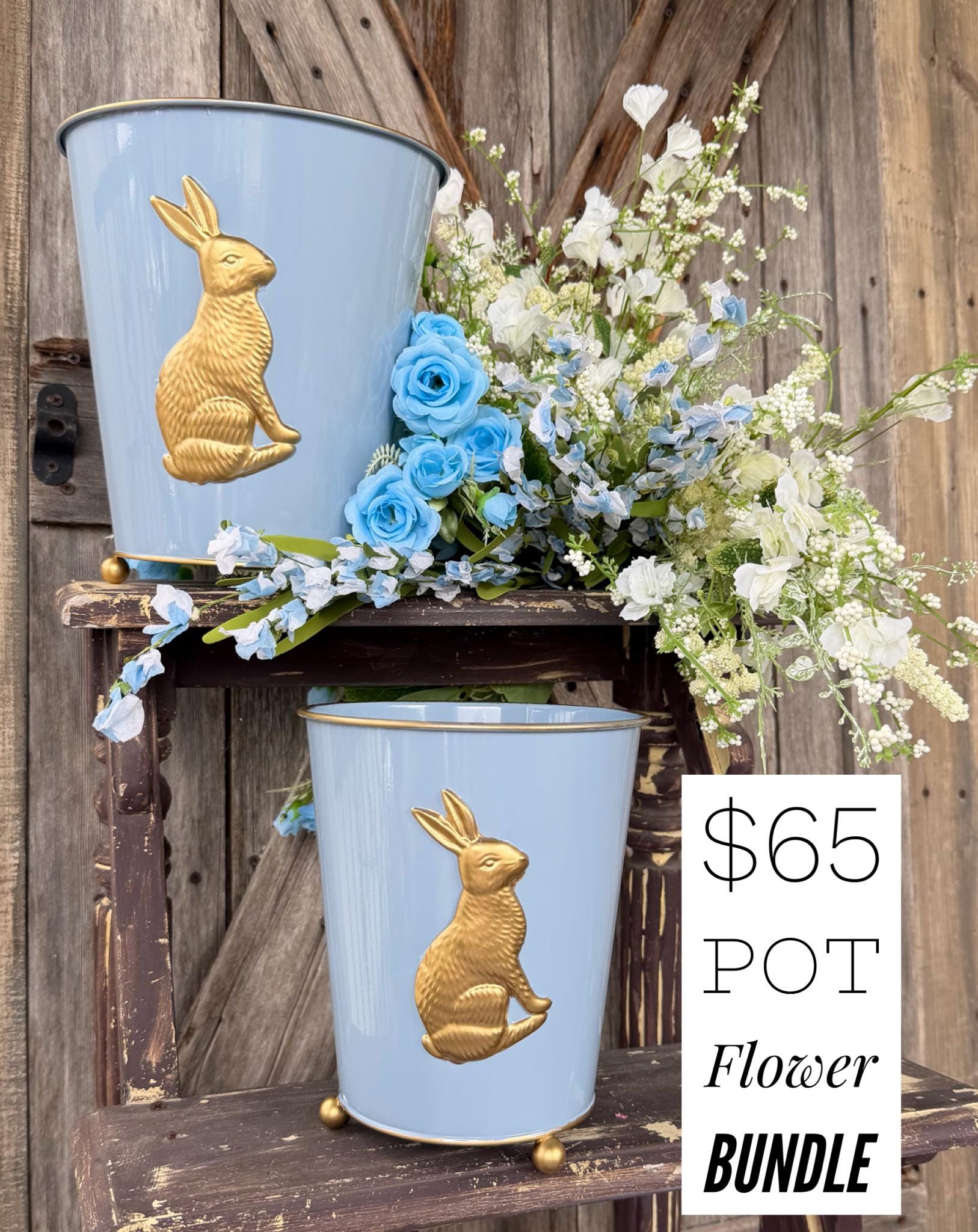 Blue Pot Flower Bundle, Wreath Supply, Floral