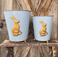 Blue Bunny Cache Pots, Set of 2, 9 Inches