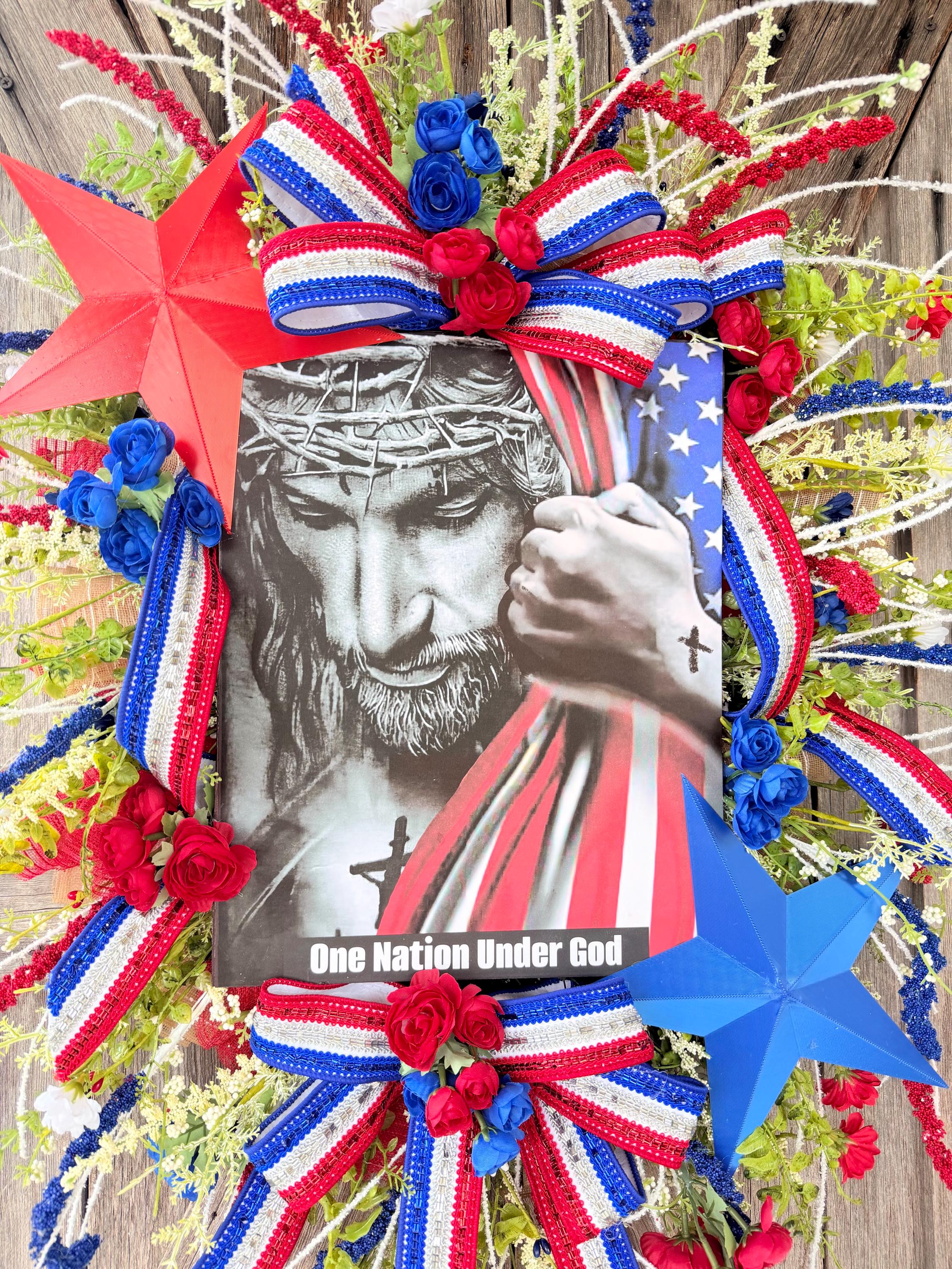Patriotic Wreath, Summer Wreath, 4th Of July Wreath, USA Decor