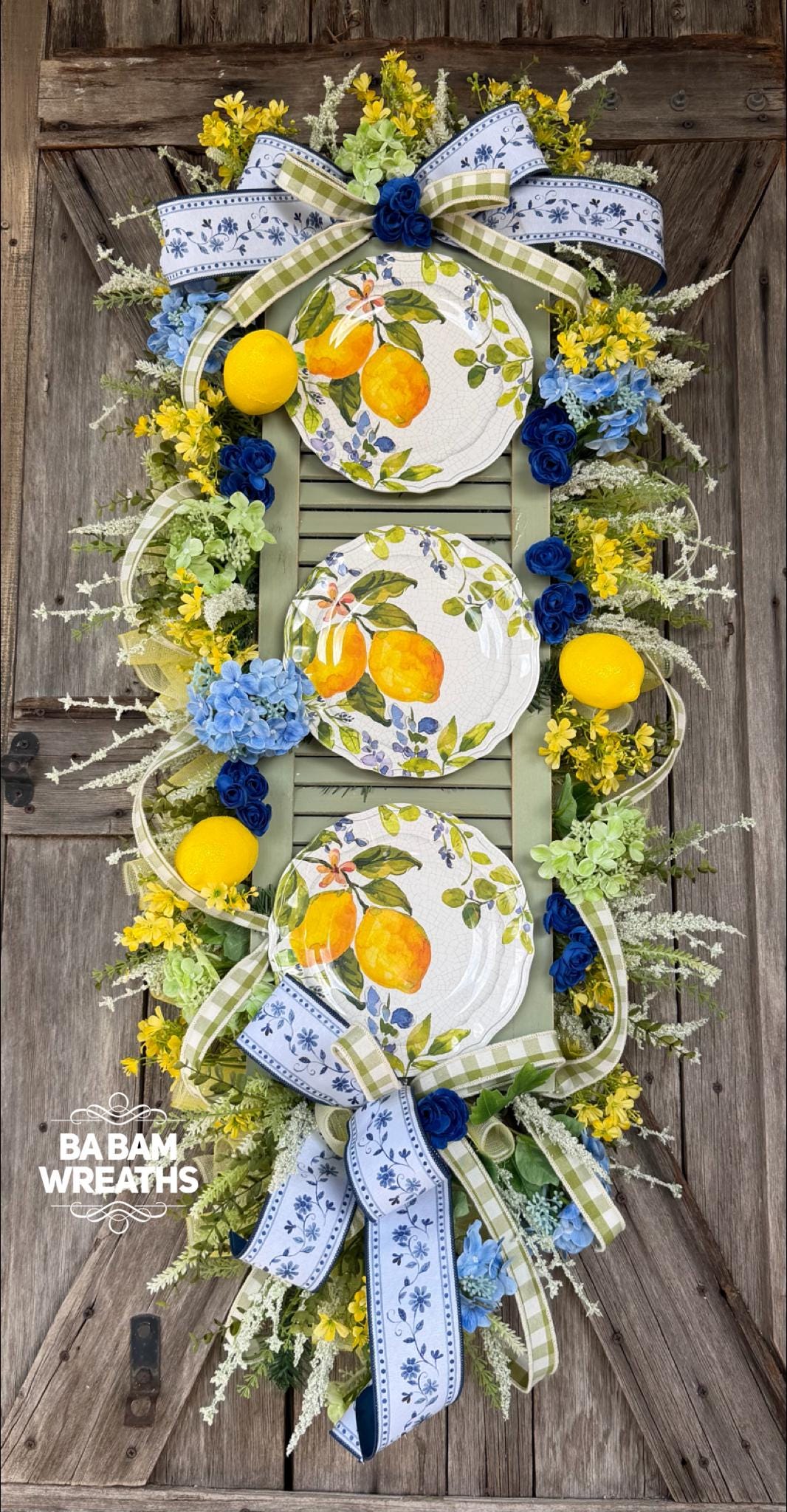 Lemon Wreath, Yellow Wreath, Kitchen Wreath, Summer Door Hanging