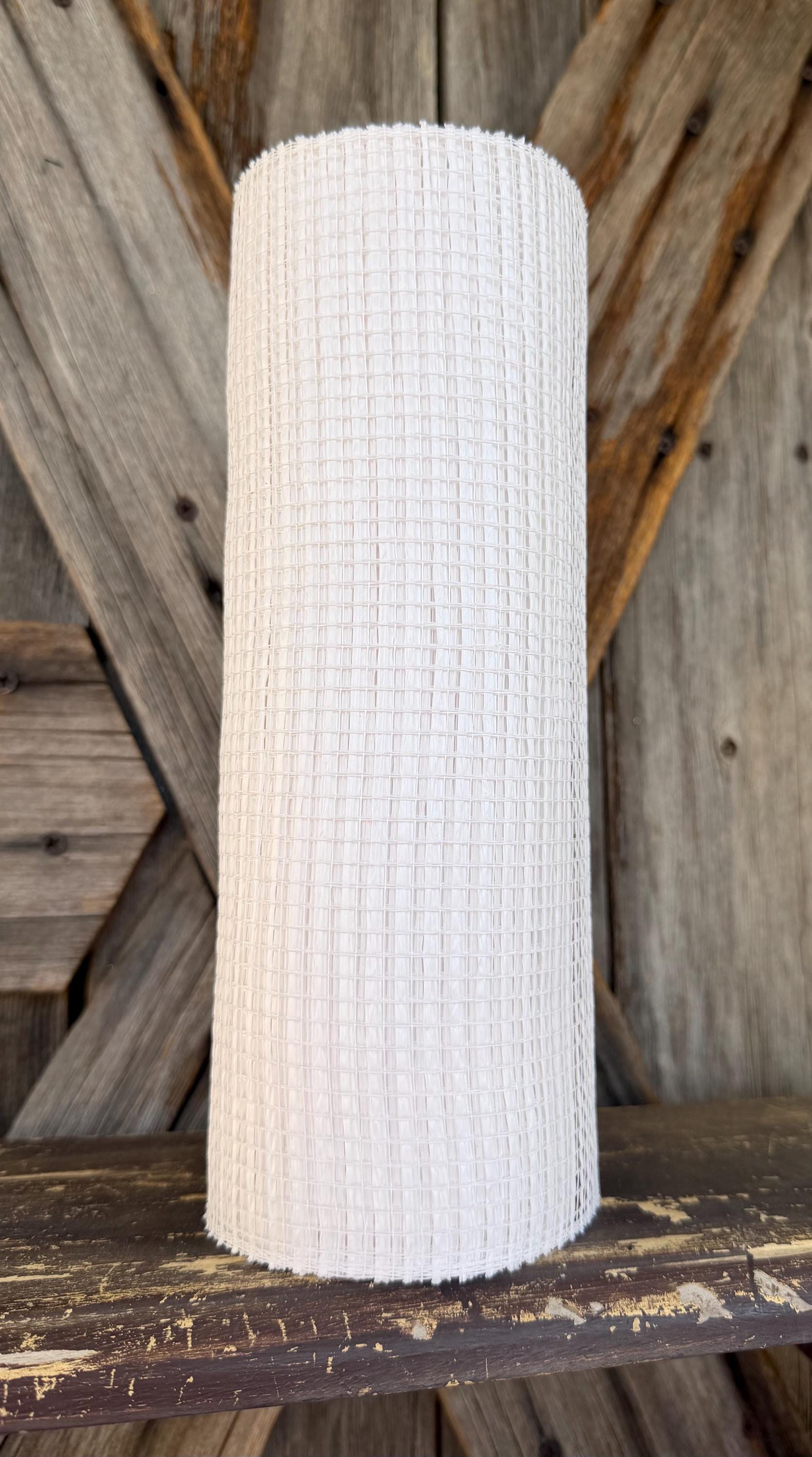 10 Yards, White Wide Stripe Mesh