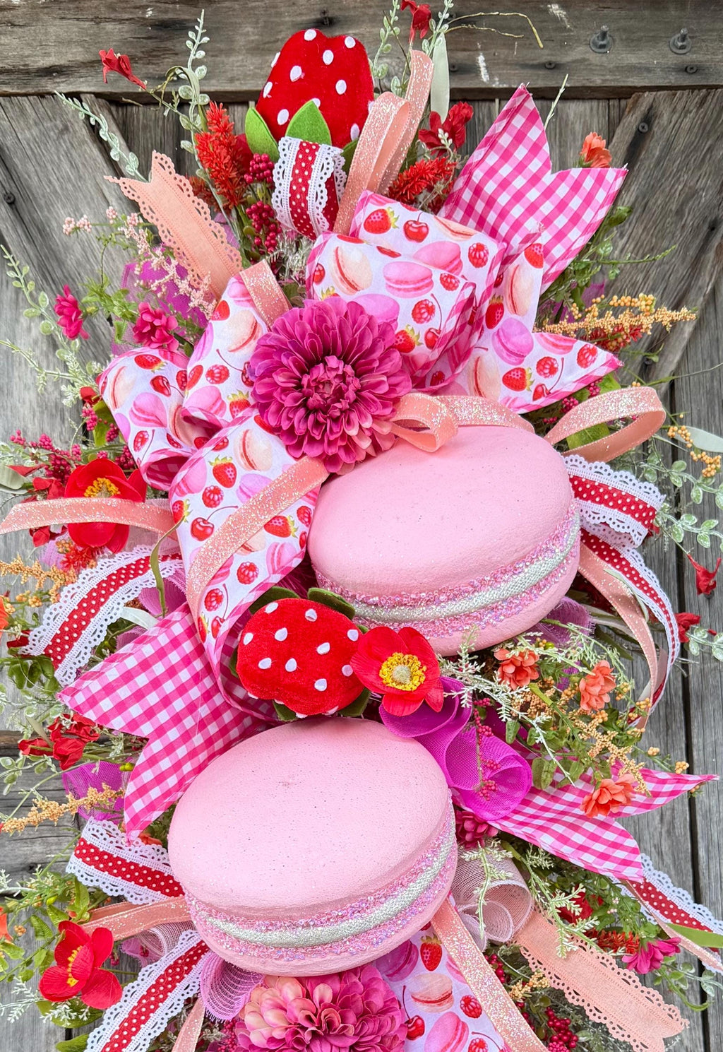 Strawberry Wreath, Macaroon Wreath, Kitchen Wreath, Everyday Wreath