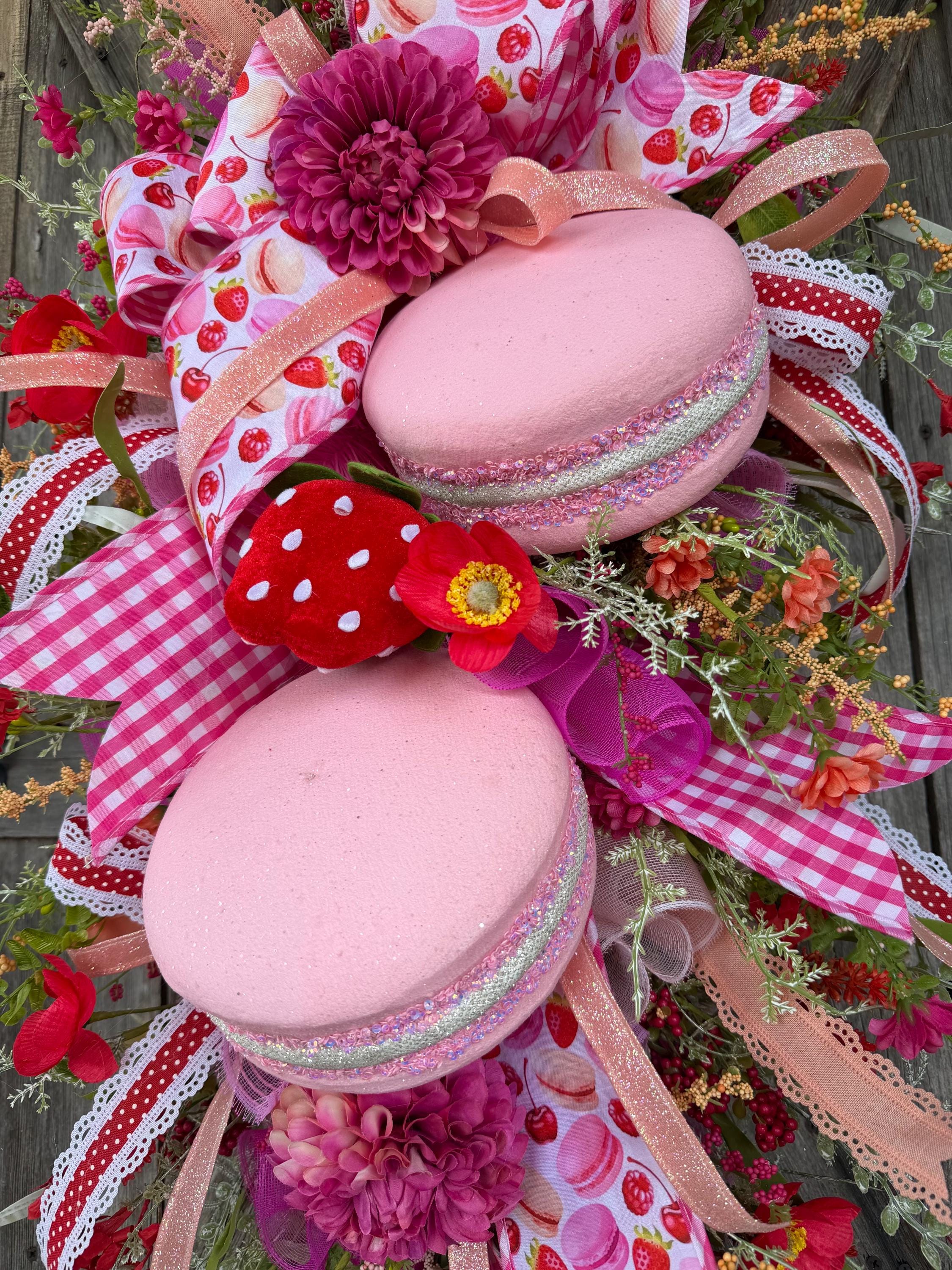 Strawberry Wreath, Macaroon Wreath, Kitchen Wreath, Everyday Wreath