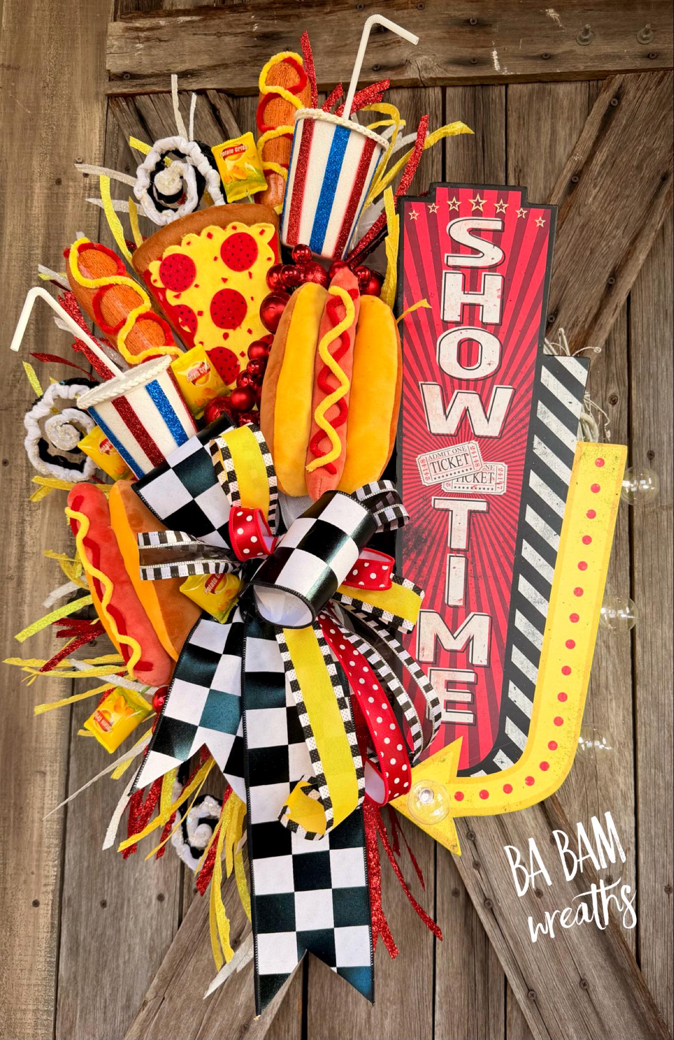 Movie Room Decor, Carnival Wreath, Circus Wreath, Summer Wreath