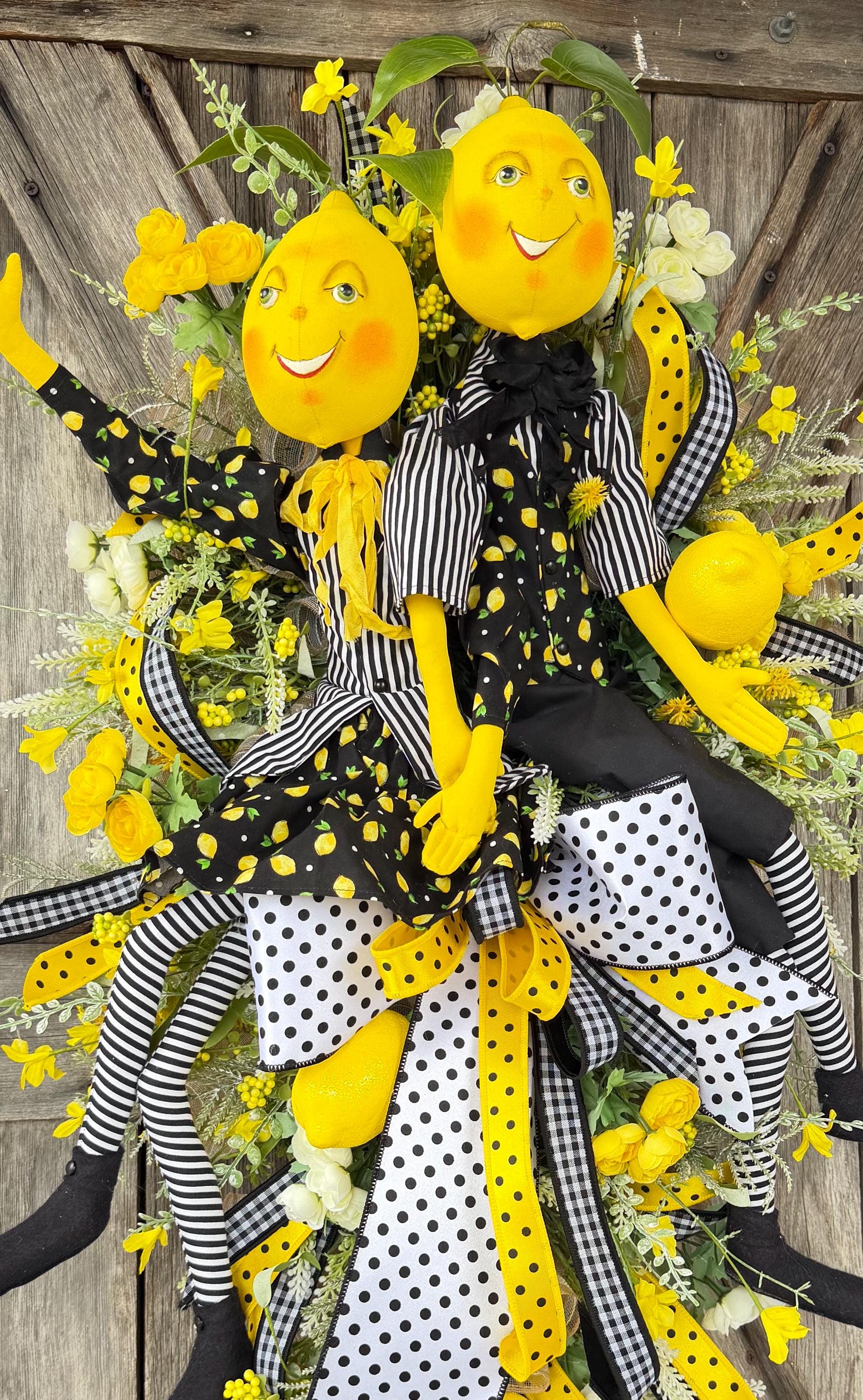 Lemon Wreath, Yellow Wreath, Summer Wreath, Summer Door Hanging