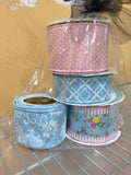 Rolls of Pink Blue Ribbon~ Jackie, Warehouse Sale